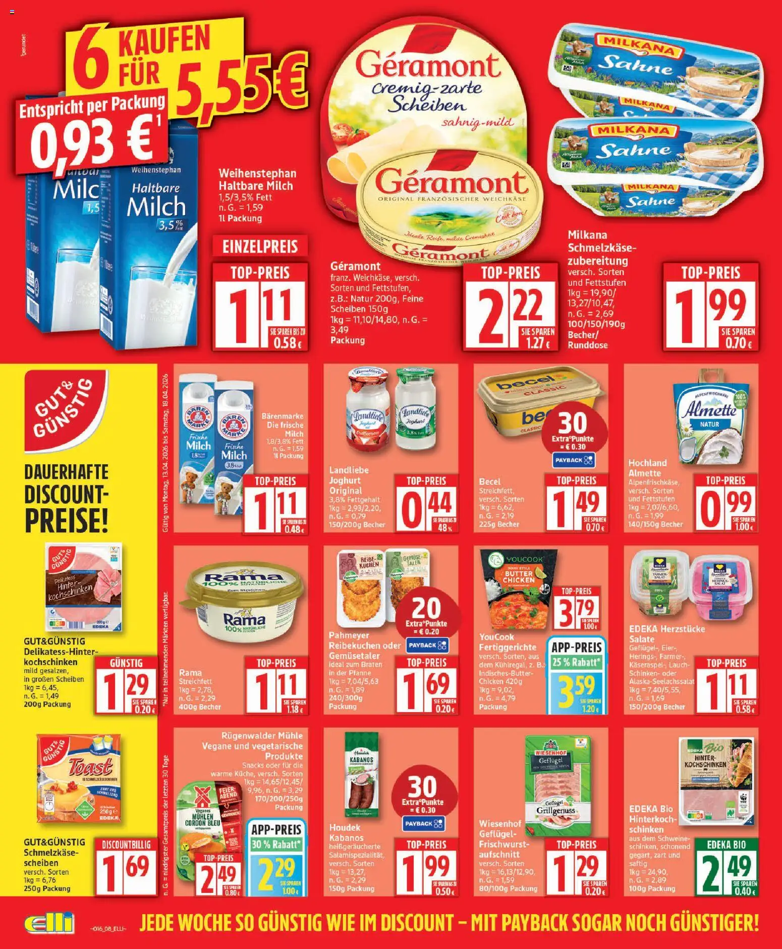 Elli Markt Prospekt 	 – gültig ab 13.04.2026 | Seite: 8 | Produkte: Almette, Rama, Becel, Sahne