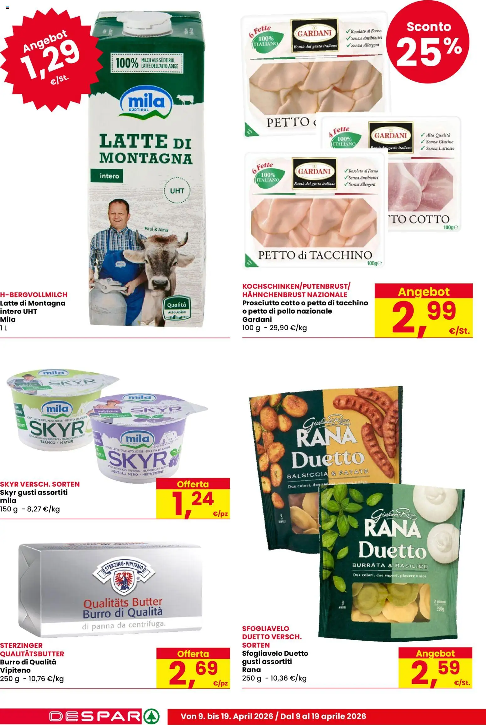 Volantino Despar del 09.04.2026 | Pagina: 6 | Prodotti: Petto di Pollo, Burro, Basilico, Forno