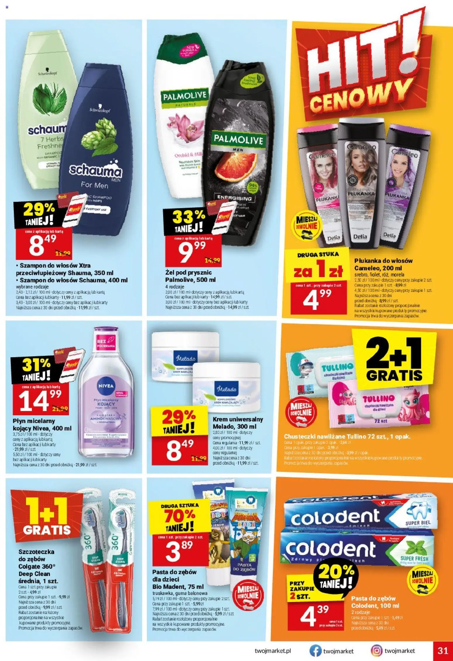 Twój Market gazetka od 08.04.2026 | Strona: 31 | Produkty: Karta, Żel pod prysznic, Krem, Pasta do zębów