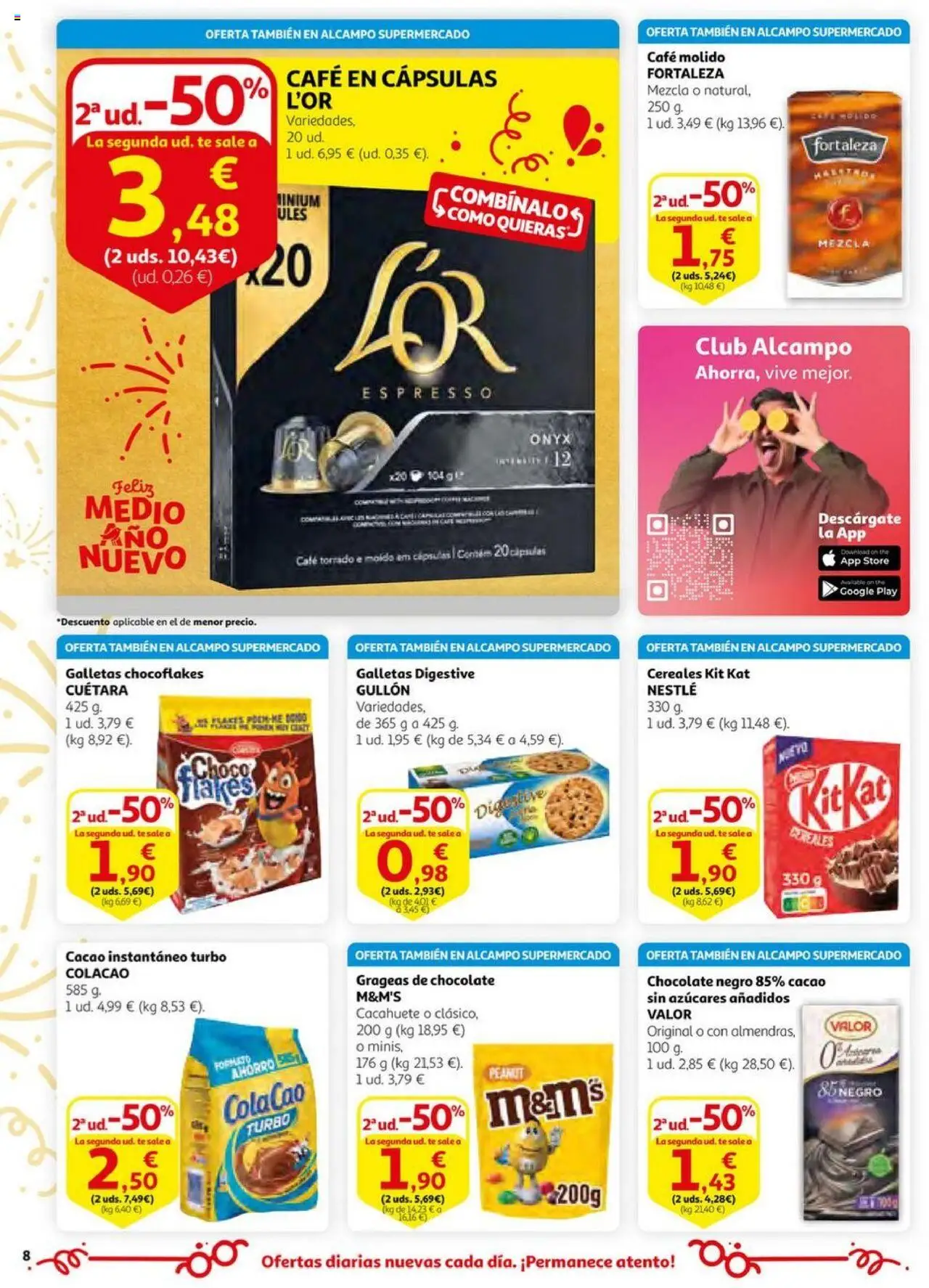 Alcampo - HG Unificado Nacional  │ válido desde el 03.06.2025 | Página: 8 | Productos: Chocolate, Té, Café en cápsulas, Φρυγανιές σικάλεως