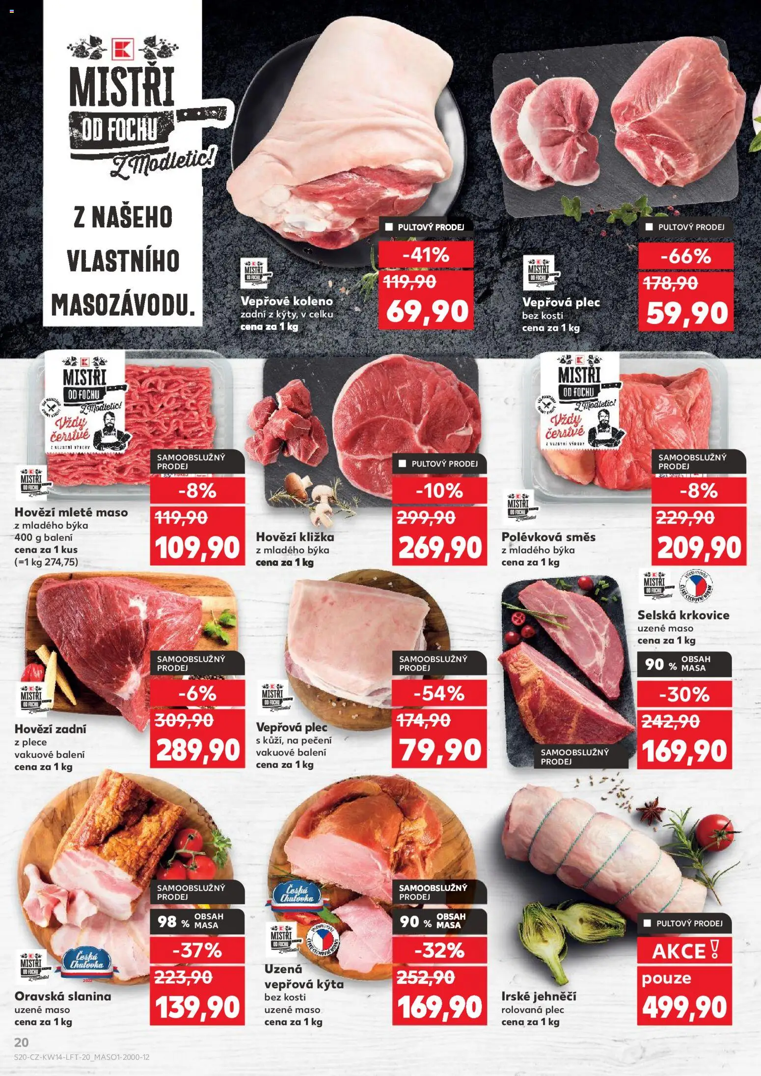 Kaufland leták - Ostrava od 01.04.2026 | Strana: 20 | Produkty: Uzené maso, Plec bez kosti, Hovězí zadní, Vepřové koleno zadní