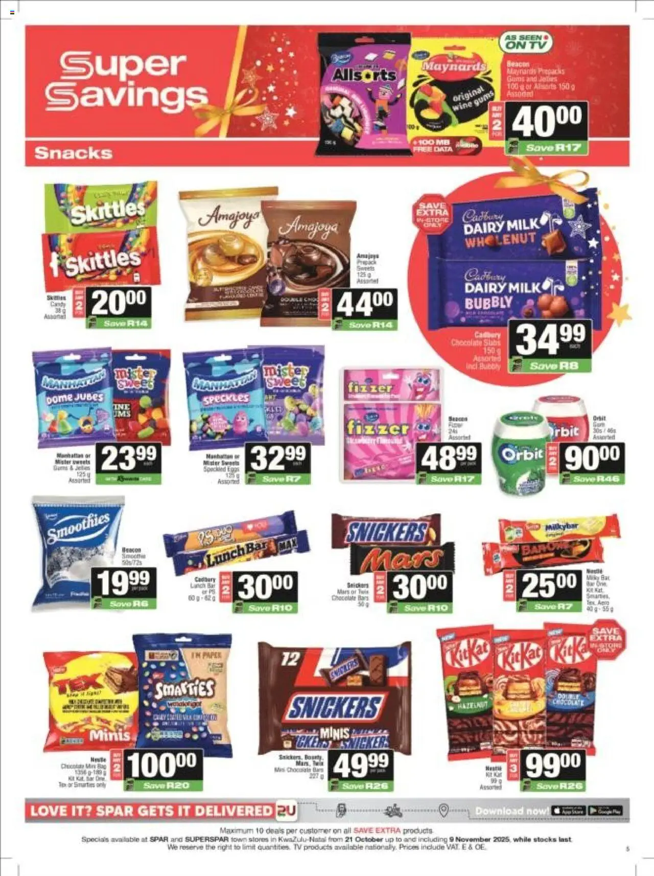 New Superspar catalogue – valid from 21.10.2025 | Page: 5 | Products: Sweets, TV, Wine, Paper
