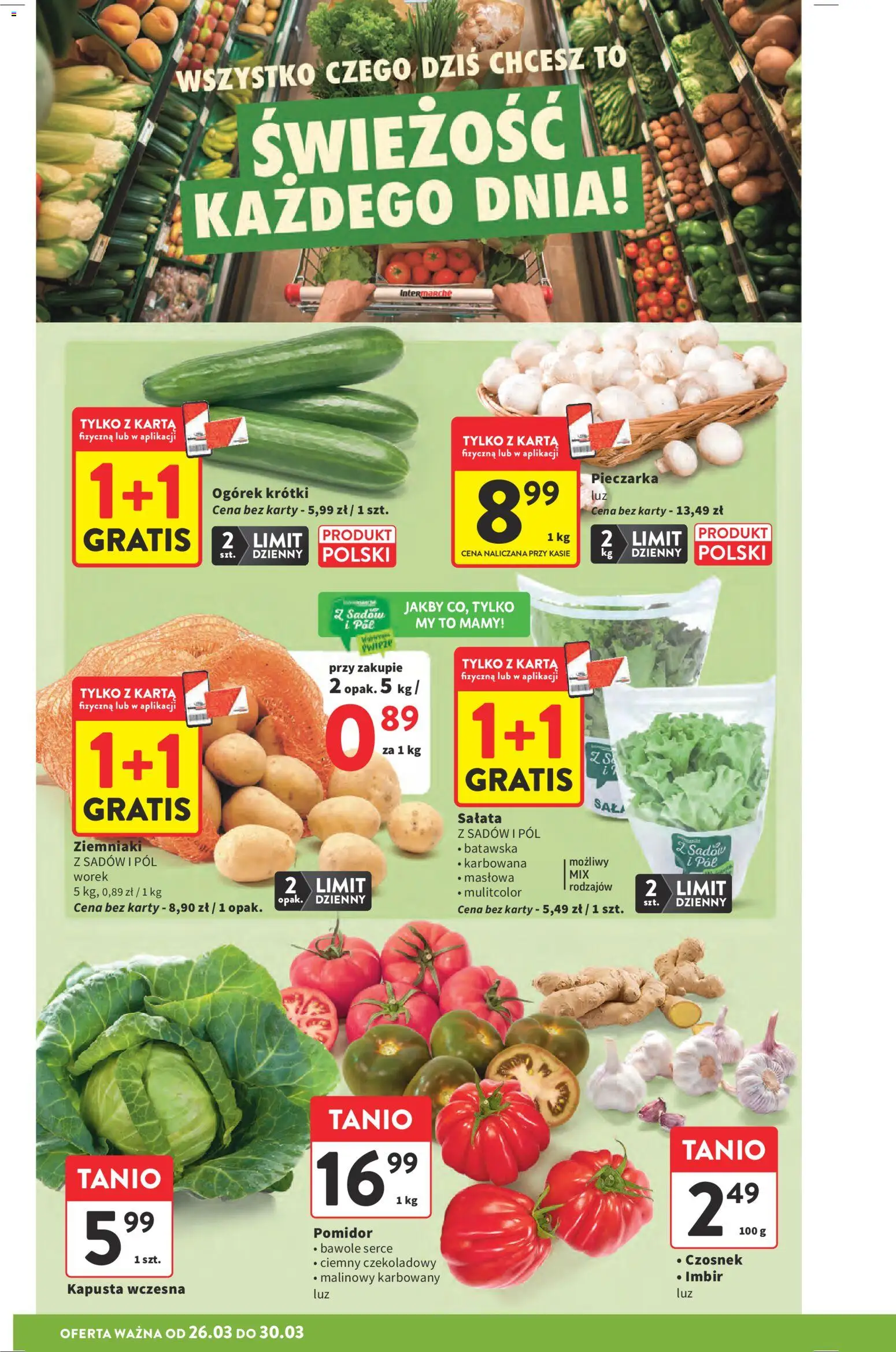 Intermarche gazetka od 26.03.2026 | Strona: 16 | Produkty: Czosnek, Kapusta, Karta, Ziemniaki