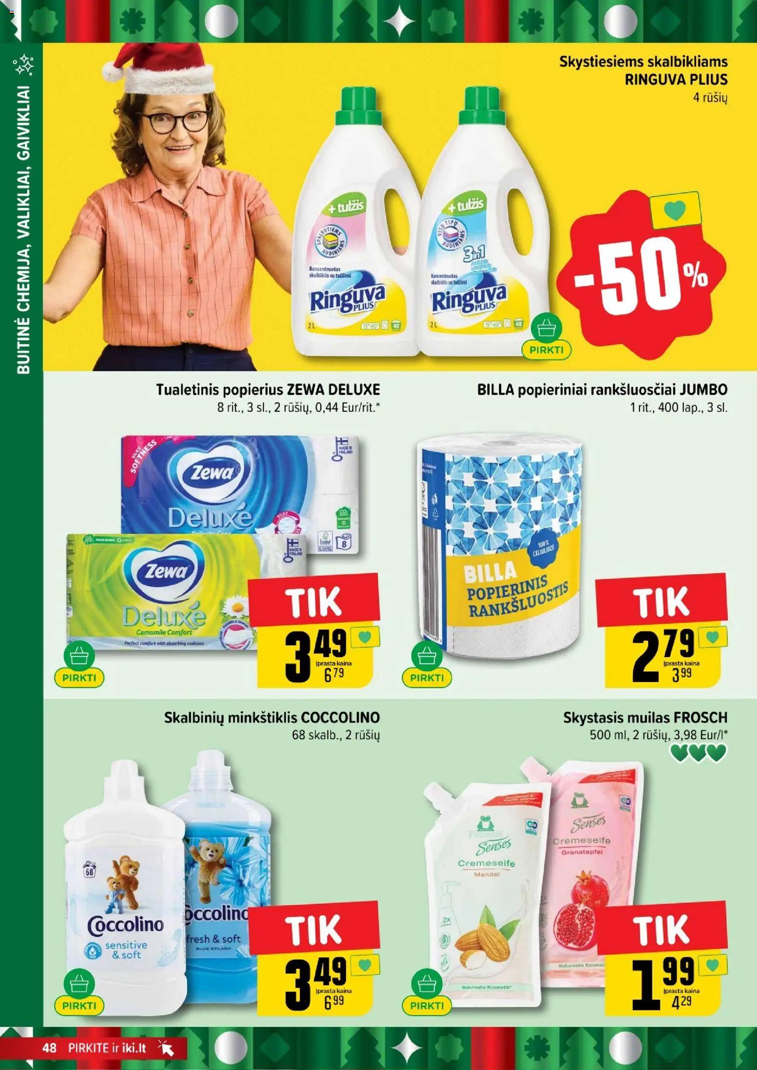 IKI akcijos nuo 17.11.2025 | Puslapis: 48 | Prekių: Rankšluostis, Muilas, Tualetinis popierius
