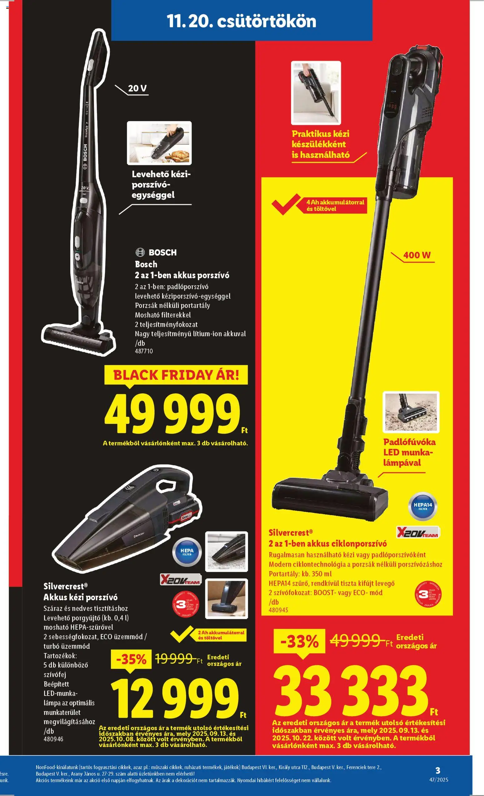 Lidl akciós ujság - amely érvényes a következő dátumtól: 20.11.2025 | Oldal: 3 | Termékek: Akkus porszívó, Porszívó, Játékok, Lámpa