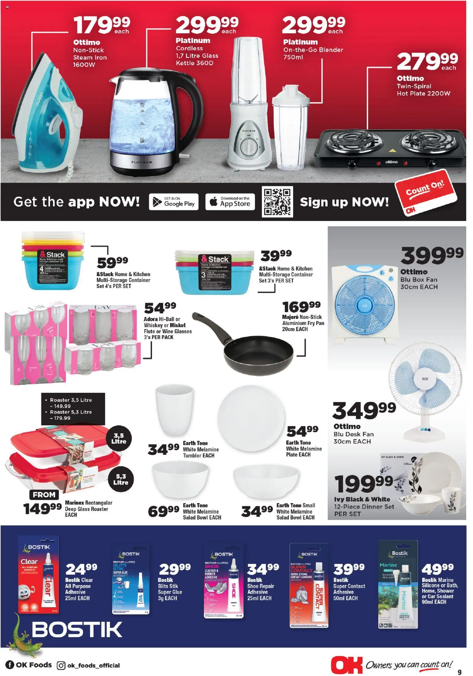 New OK Foods catalogue – valid from 24.10.2025 | Page: 9 | Products: Glasses, Iron, Box, Silicone