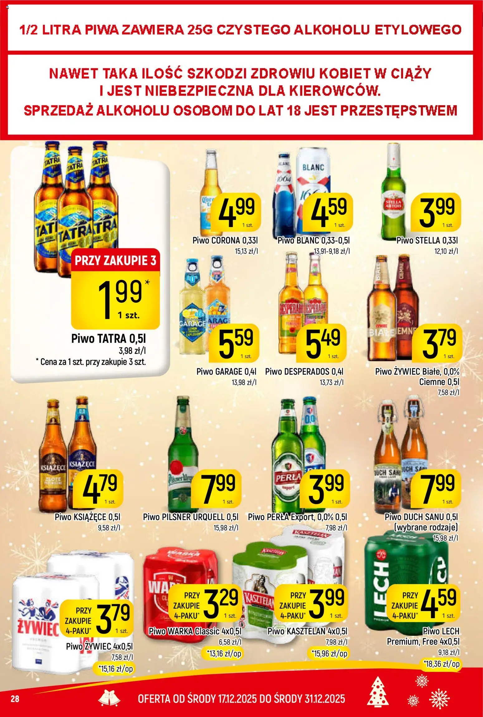 Piotruś Pan Gazetka od 17.12.2025 | Strona: 28 | Produkty: Piwo perła, Piwo Desperados, Warka, Piwo