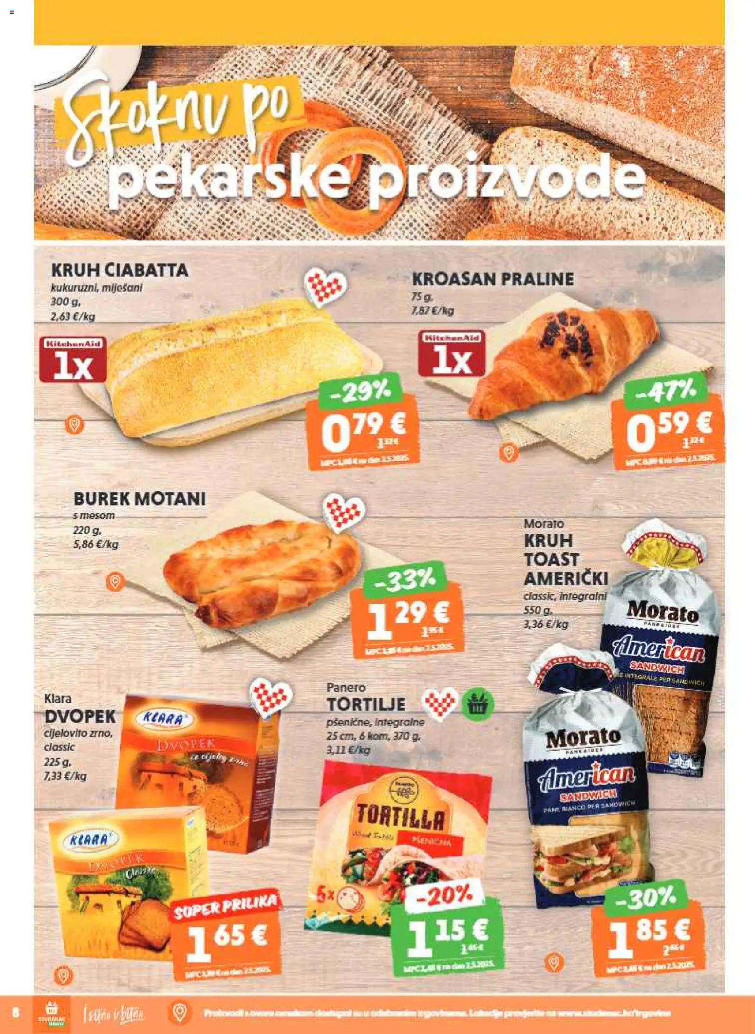 Studenac katalog | vrijedi od 07.01.2026 | Stranica: 8 | Proizvodi: Praline, Burek, Kroasan, Tortilje
