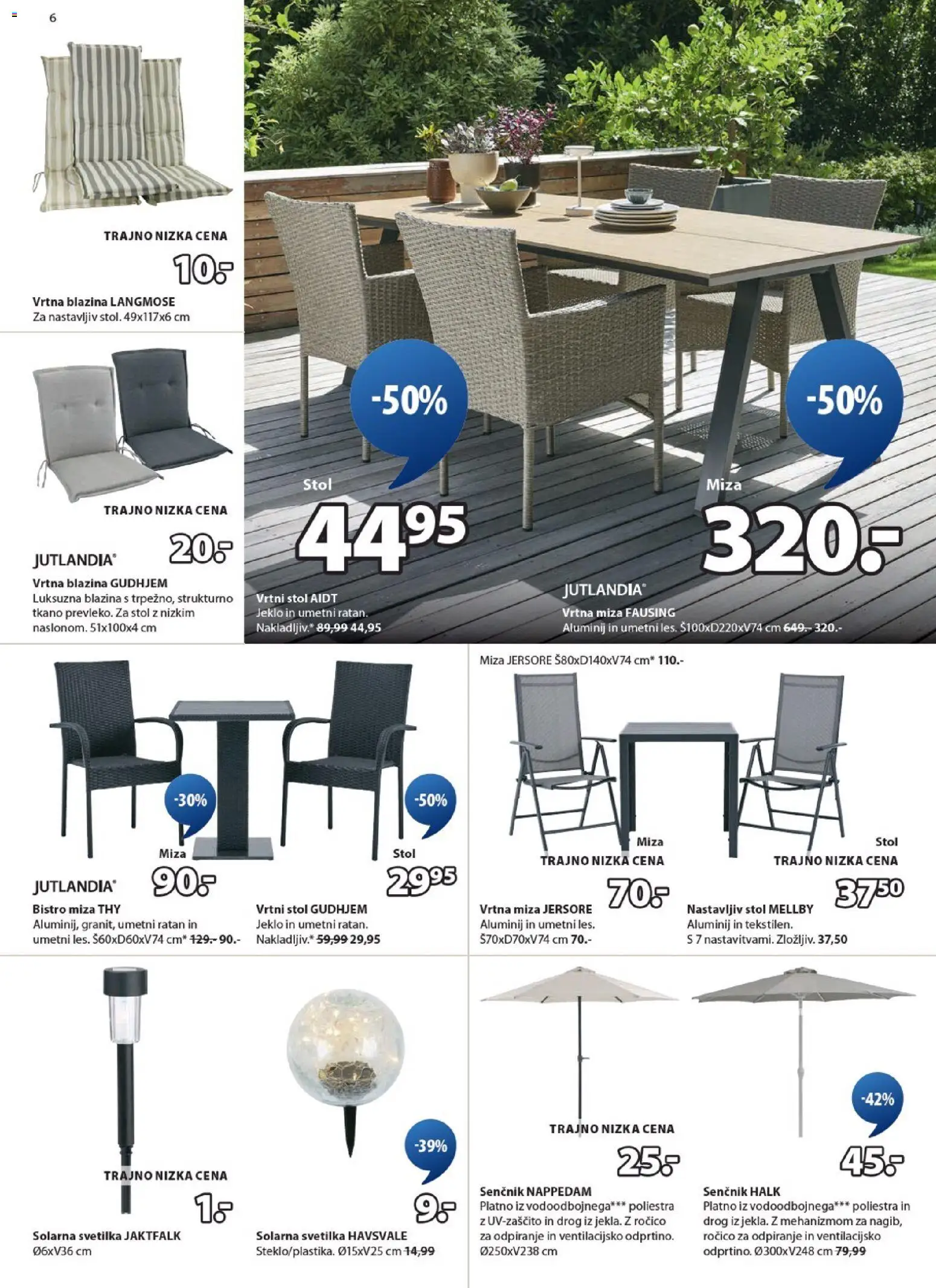 Novi JYSK katalog ponudbe – veljaven od 18.02.2026 | Stran: 6 | Izdelki: Senčnik, Vrtni stol, Miza, Stol