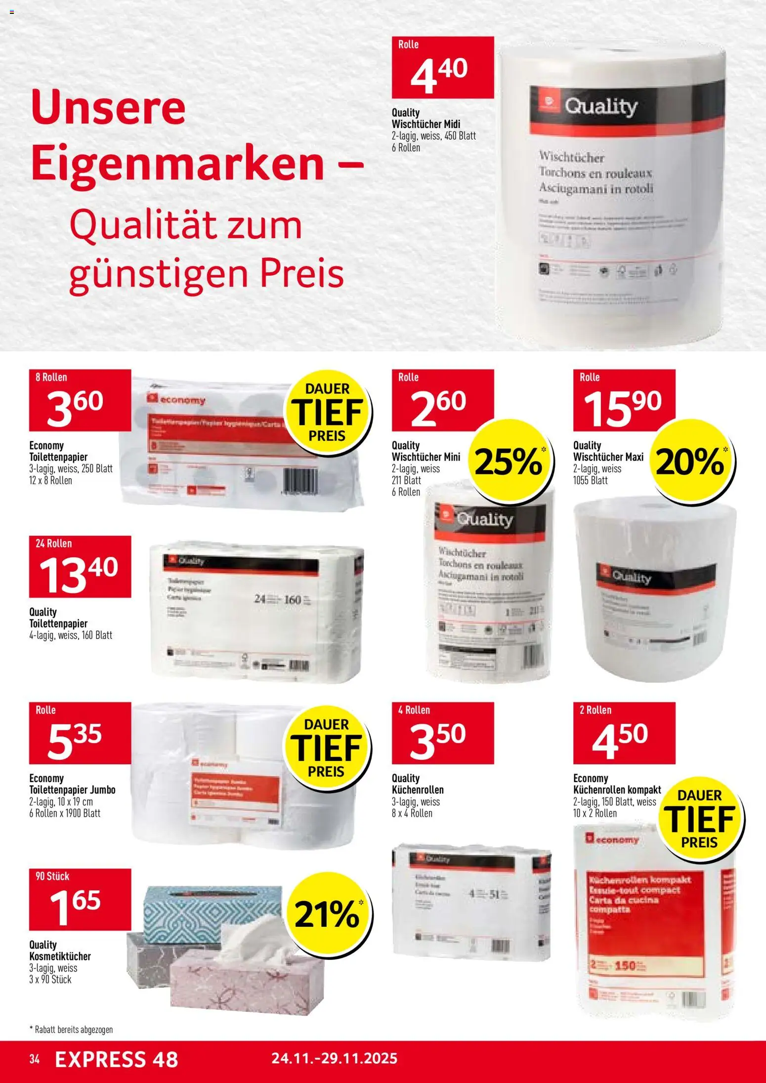 Prodega Aktionen – gültig ab 24.11.2025 | Seite: 34 | Produkte: Toilettenpapier