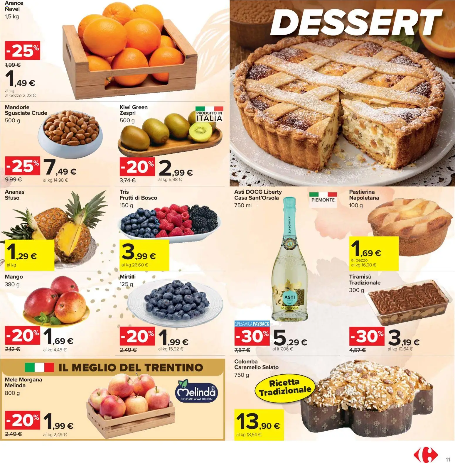 Volantino Carrefour del 24.03.2026 | Pagina: 11 | Prodotti: Arance, Mango, Ananas, Mirtilli
