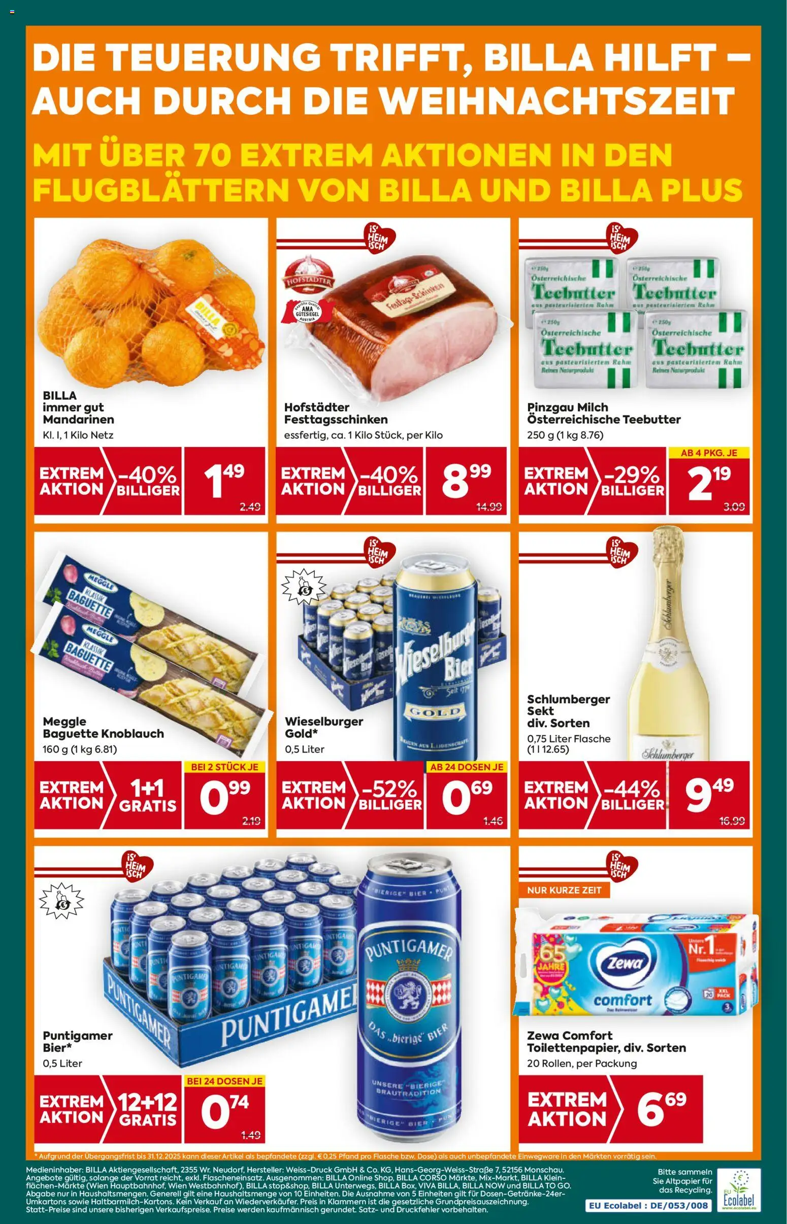 Billa Plus Flugblatt gültig ab 27.11.2025 | Seite: 20 | Produkte: Mandarinen, Knoblauch, Jääkaappipakastin, Milch