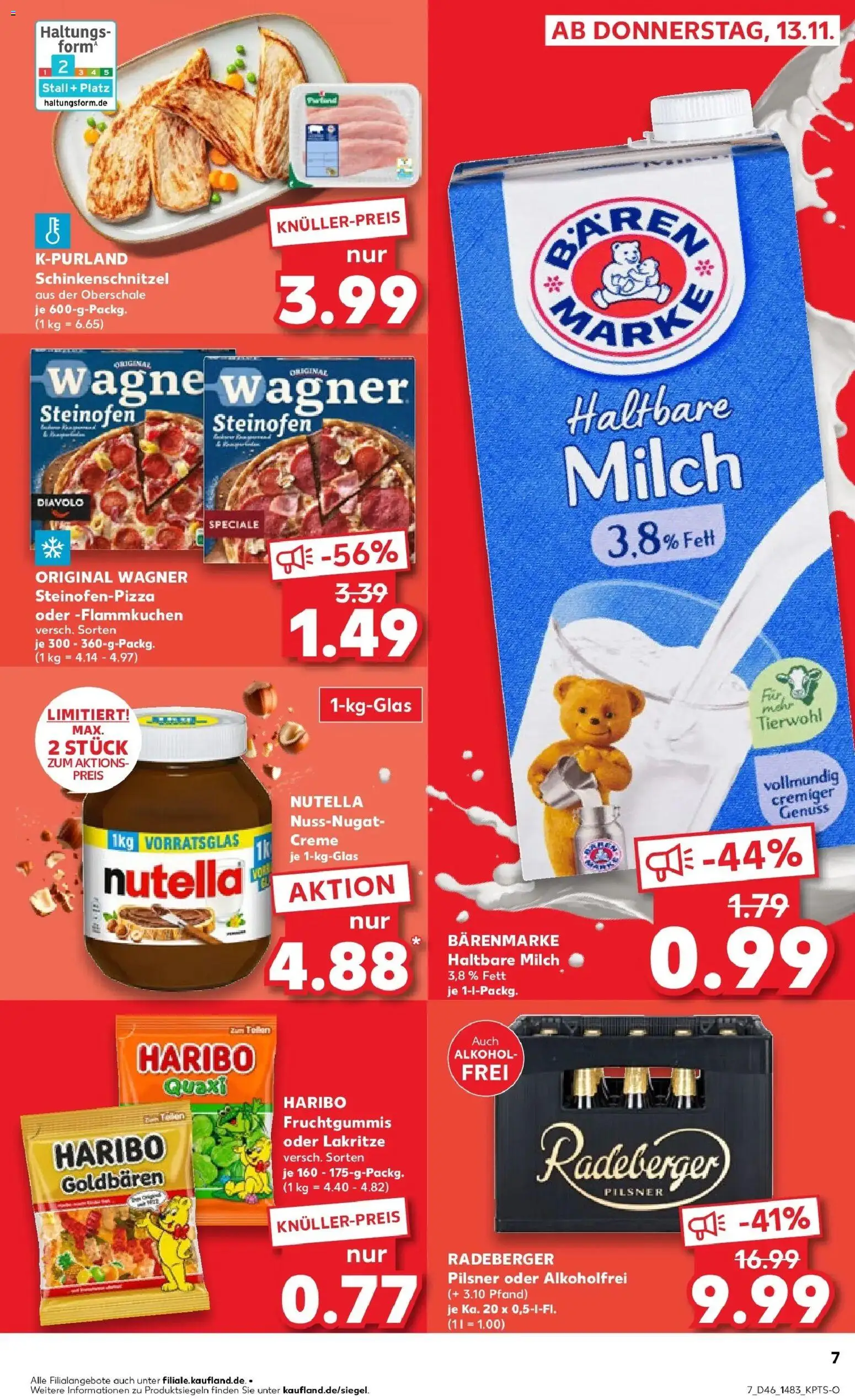 Kaufland prospekt Frankfurt Am Main	 – gültig ab 17.11.2025 | Seite: 7 | Produkte: Milch, Haltbare milch, Nutella, Pizza