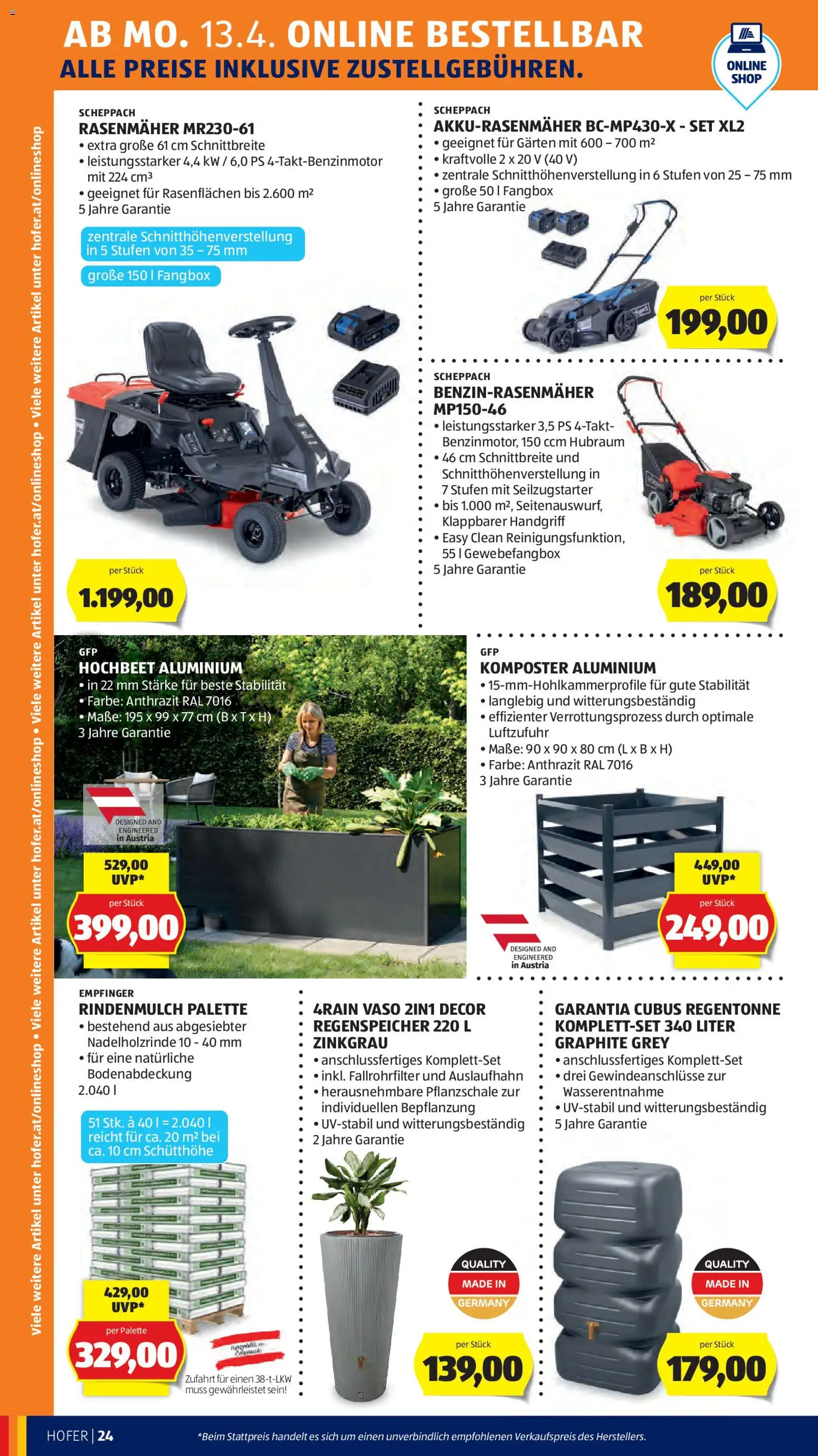 Hofer Flugblatt gültig ab 08.04.2026 | Seite: 28 | Produkte: Rasenmäher