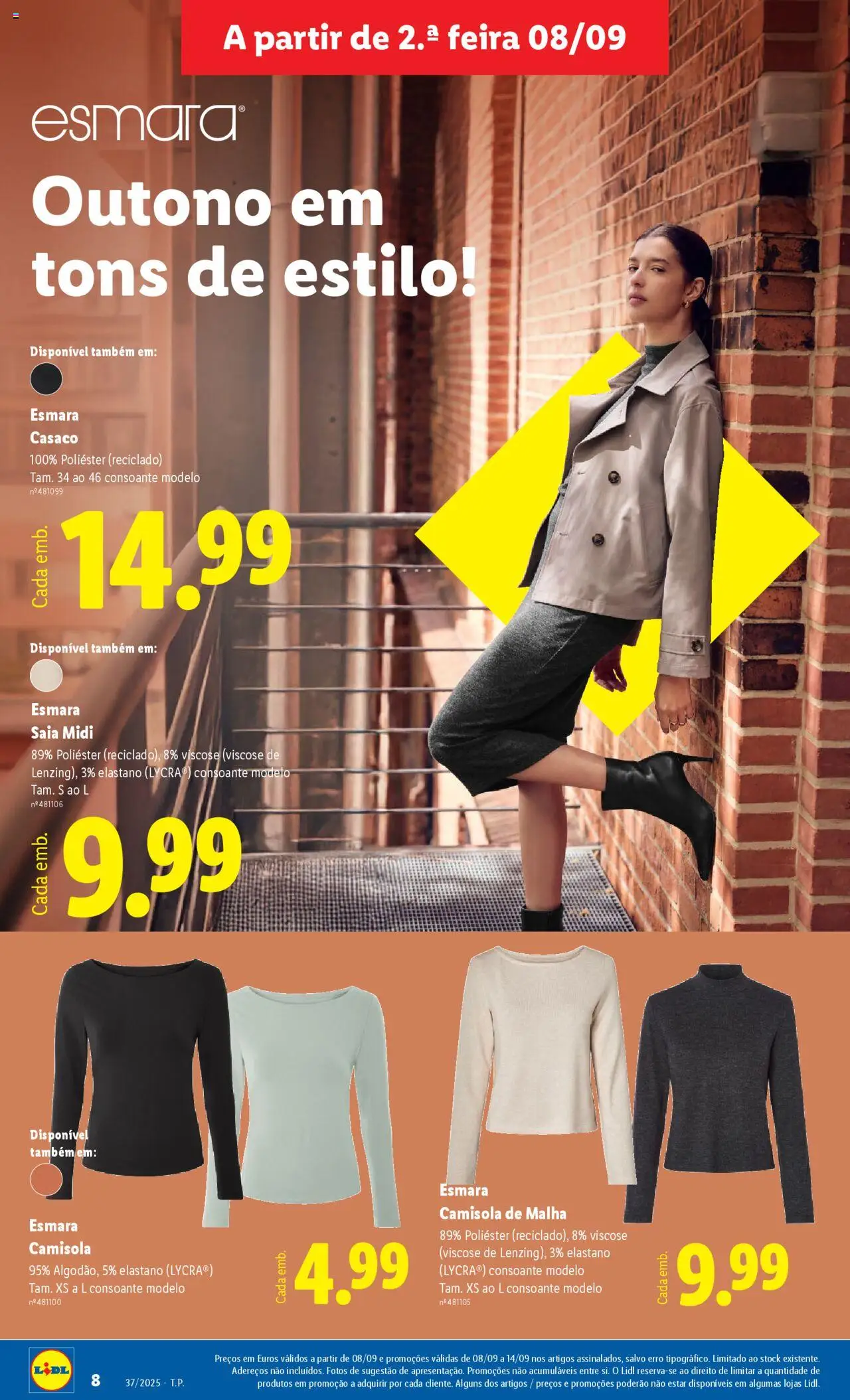 Lidl Novidades │ válido de 08.09.2025 | Página: 8 | Produtos: Casaco, Saia, Camisola