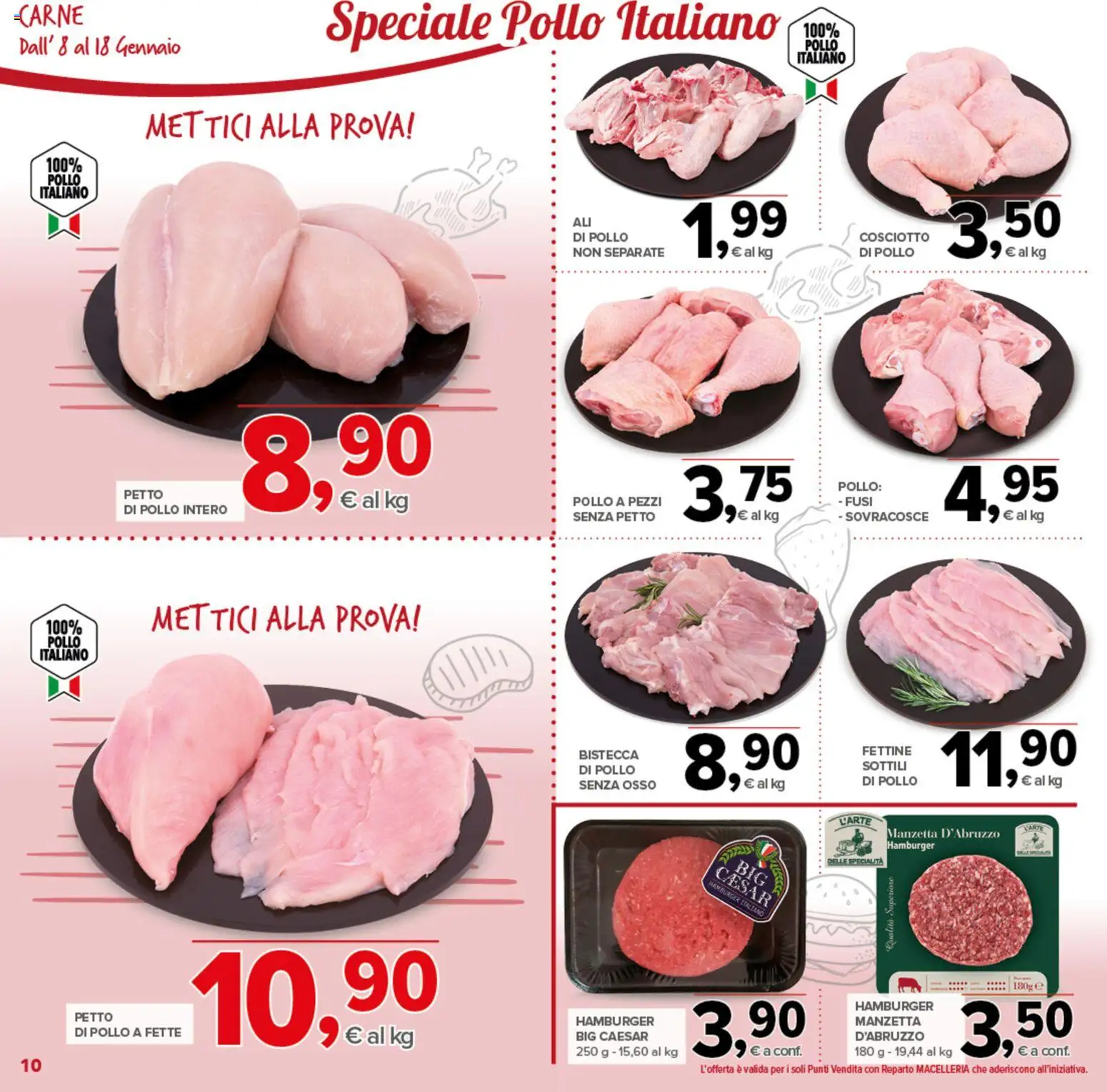 Volantino Todis del 08.01.2026 | Pagina: 10 | Prodotti: Petto di Pollo, Pollo, Hamburger