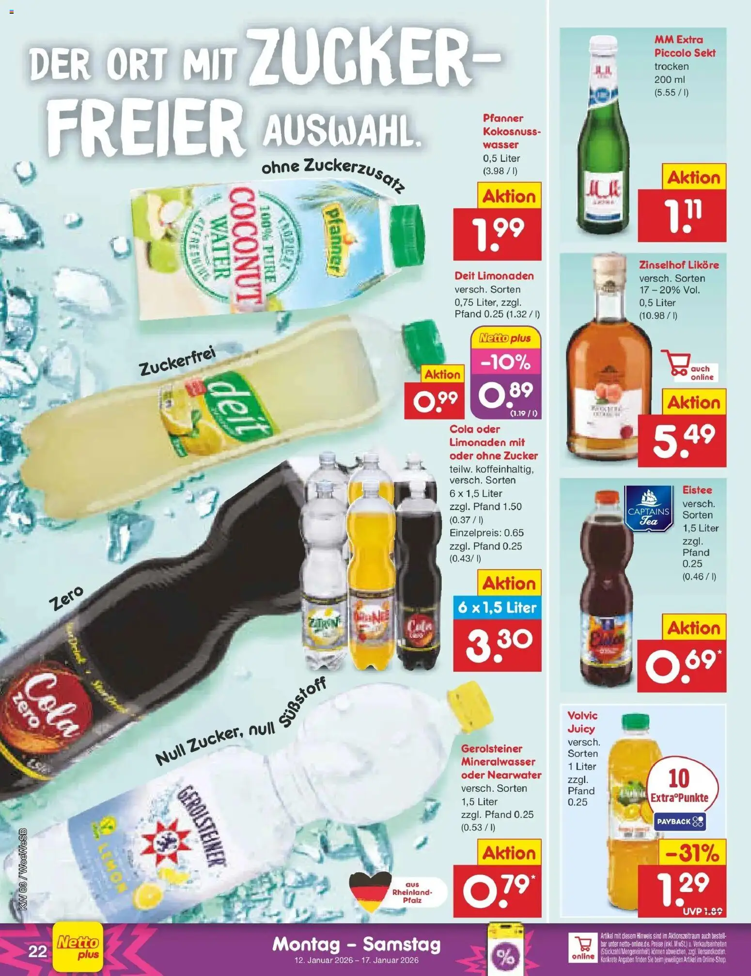 Netto Marken-Discount prospekt Katzweiler	 – gültig ab 12.01.2026 | Seite: 22 | Produkte: Zucker, Zitrone, Volvic, Gerolsteiner