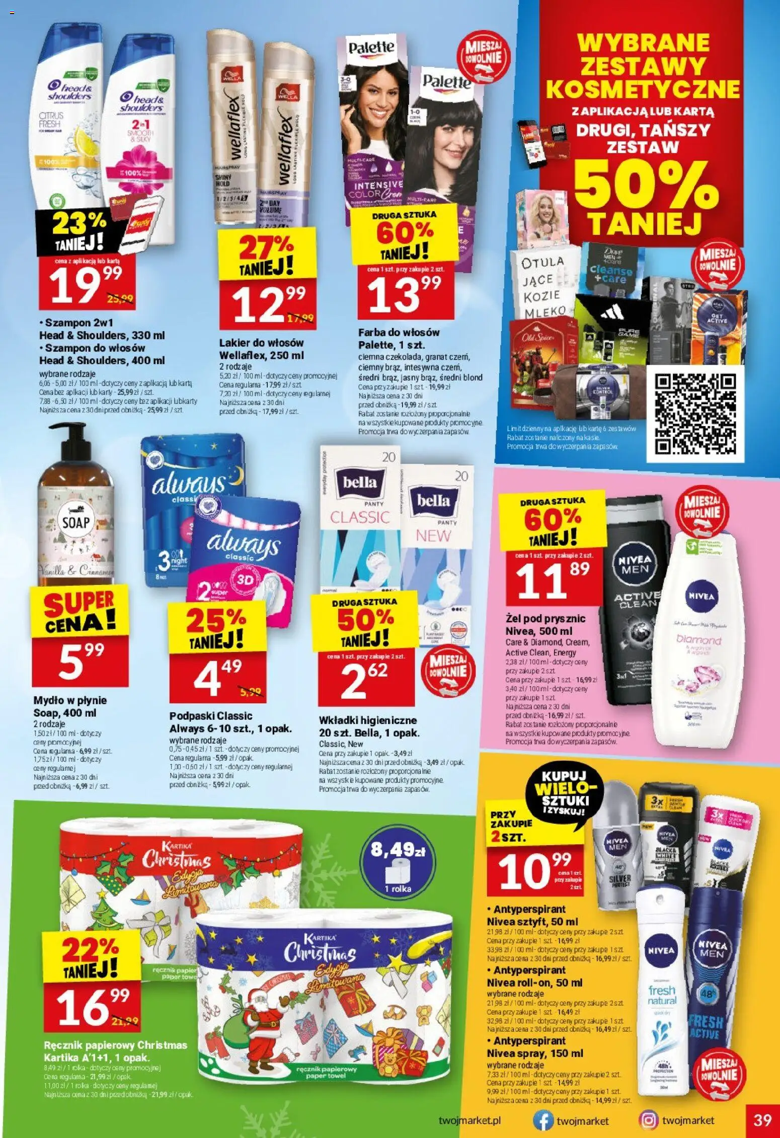 Twój Market Gazetka od 19.11.2025 | Strona: 39 | Produkty: Farba do włosów, Karta, Mydło, Antyperspirant