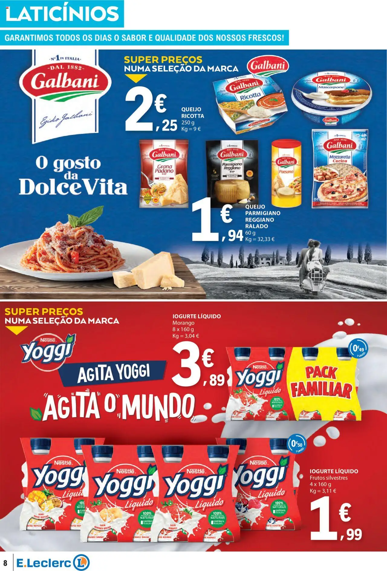 E.Leclerc folheto │ válido de 16.10.2025 | Página: 8 | Produtos: Banana, Nestlé, Mascarpone, Iogurte liquido