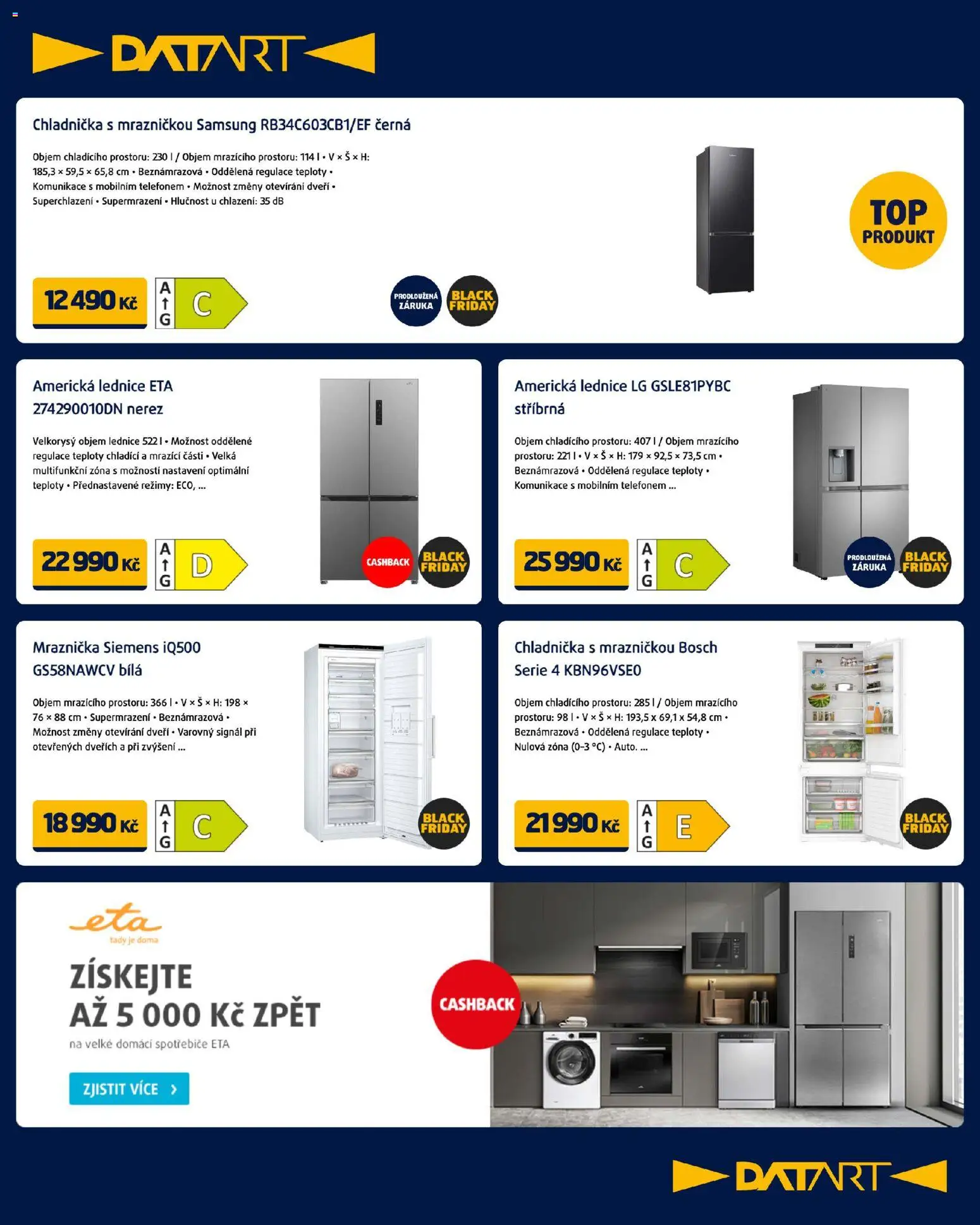 Datart Black Friday od 10.11.2025 | Strana: 16 | Produkty: Lednice, Samsung, Chladnička