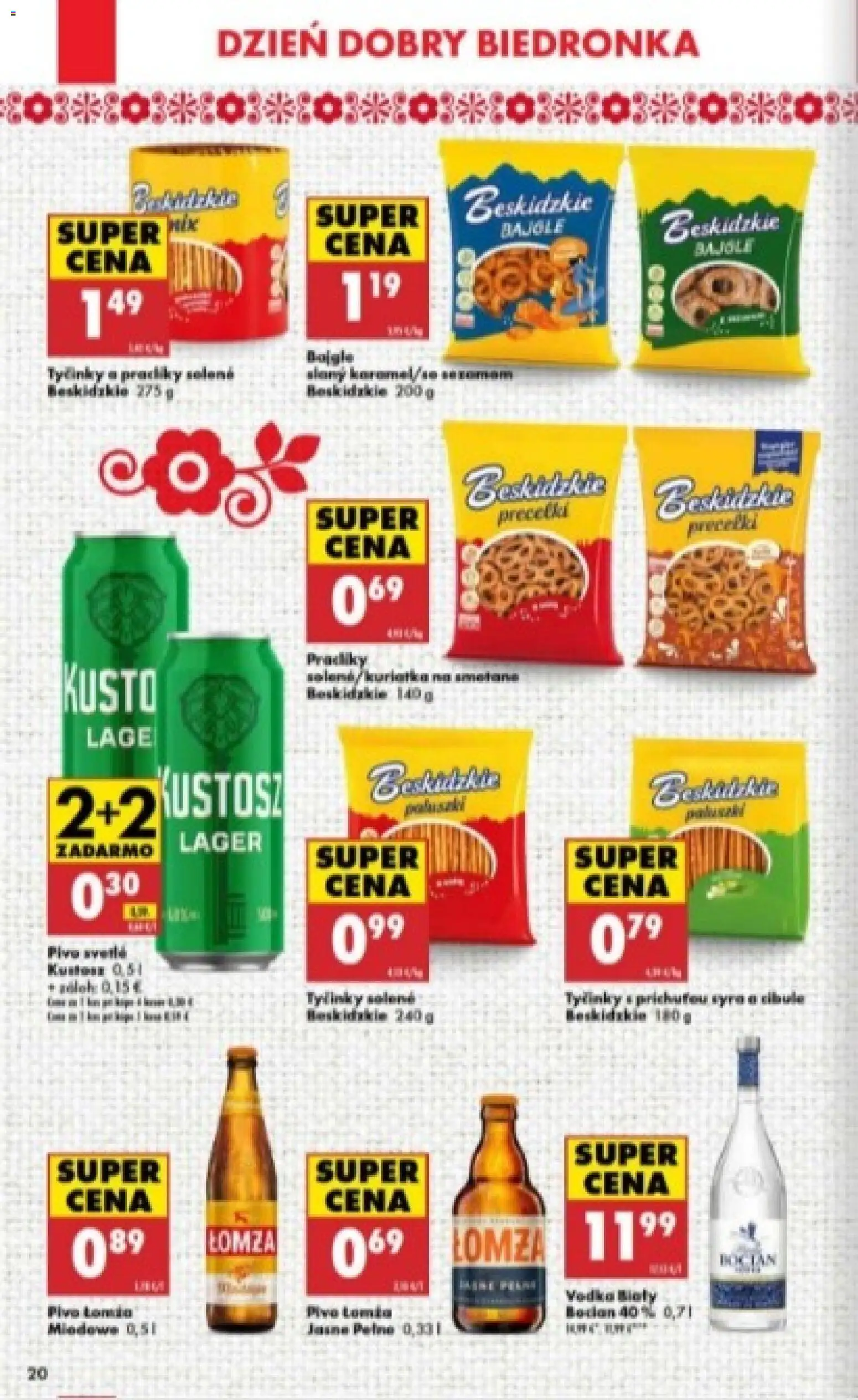 Nové Biedronka akcie – leták je platný od 12.02.2026 | Strana: 20 | Produkty: Práčky, Pivo, Vodka