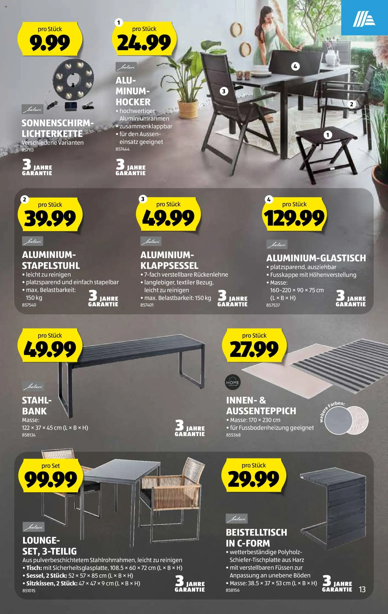 Aldi aktionen – gültig ab 16.04.2026 | Seite: 14 | Produkte: Tisch, Hocker, Beistelltisch