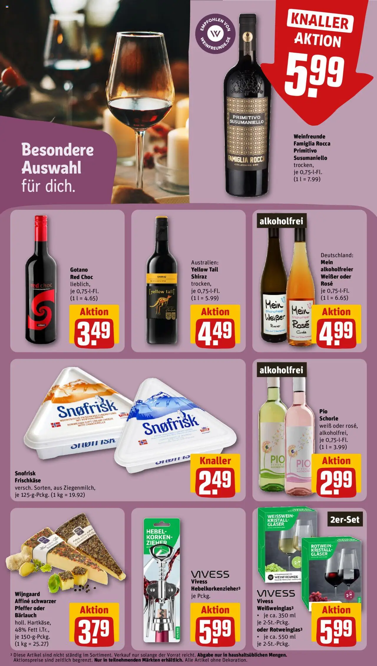 Rewe Prospekt 	 – gültig ab 20.10.2025 | Seite: 19 | Produkte: Weißwein, Rotwein, Pfeffer, Frischkase