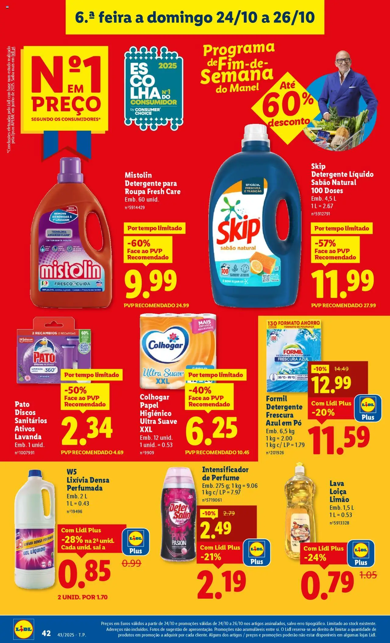 Lidl folheto │ válido de 20.10.2025 | Página: 42 | Produtos: Papel higiénico, Pó, Sabão, Base