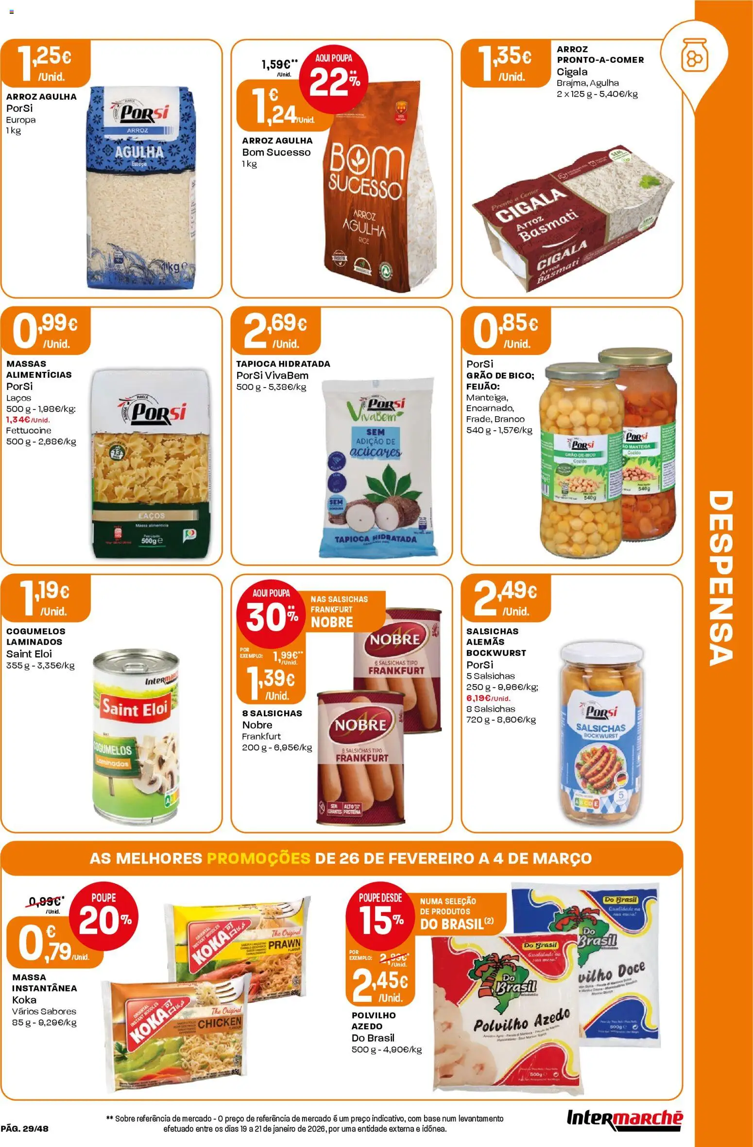 Intermarché folheto │ válido de 26.02.2026 | Página: 29 | Produtos: Base, Manteiga, Arroz, Massa