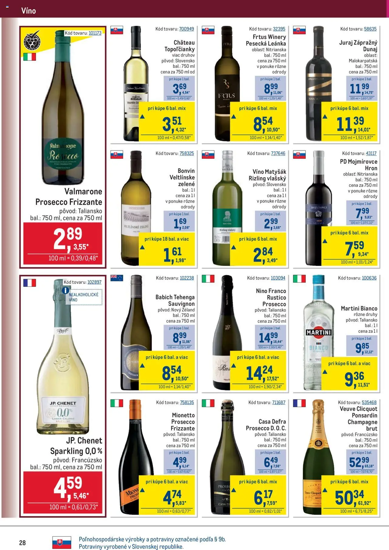 Nové Metro akcie – leták je platný od 10.09.2025 | Strana: 28 | Produkty: Víno, Prosecco