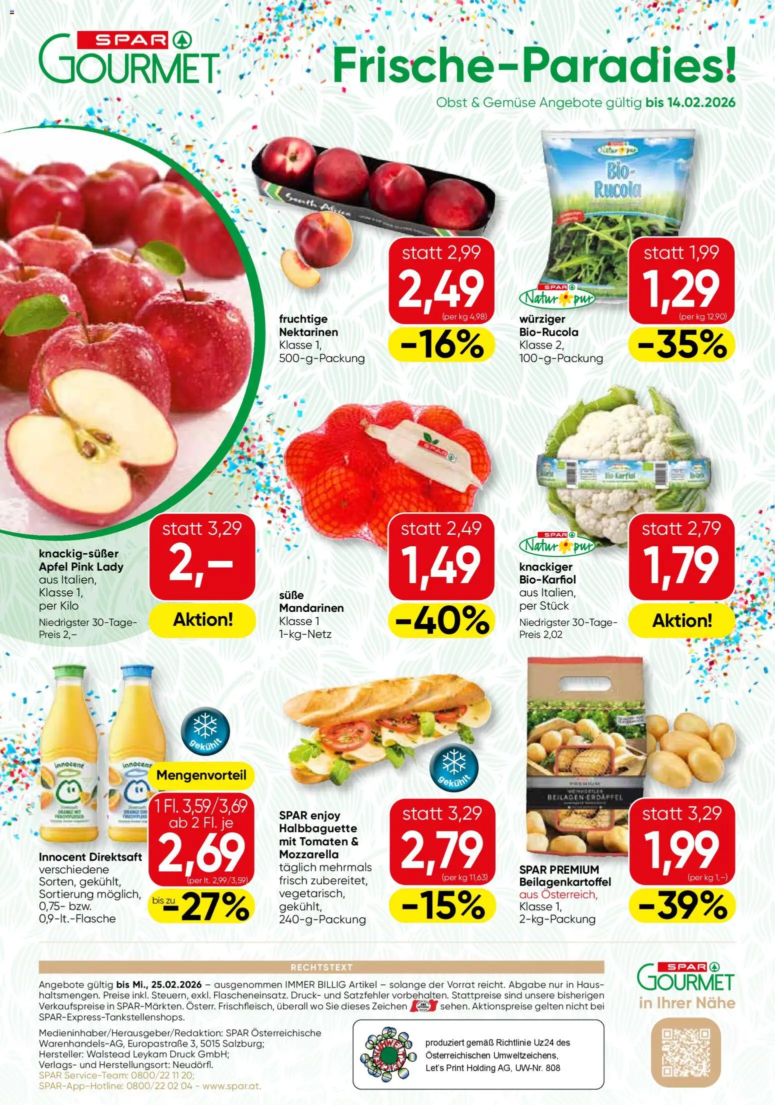 SPAR Gourmet Flugblatt - Niederösterreich gültig ab 12.02.2026 | Seite: 12 | Produkte: Mandarinen, Gemüse, Äpfel, Tomaten