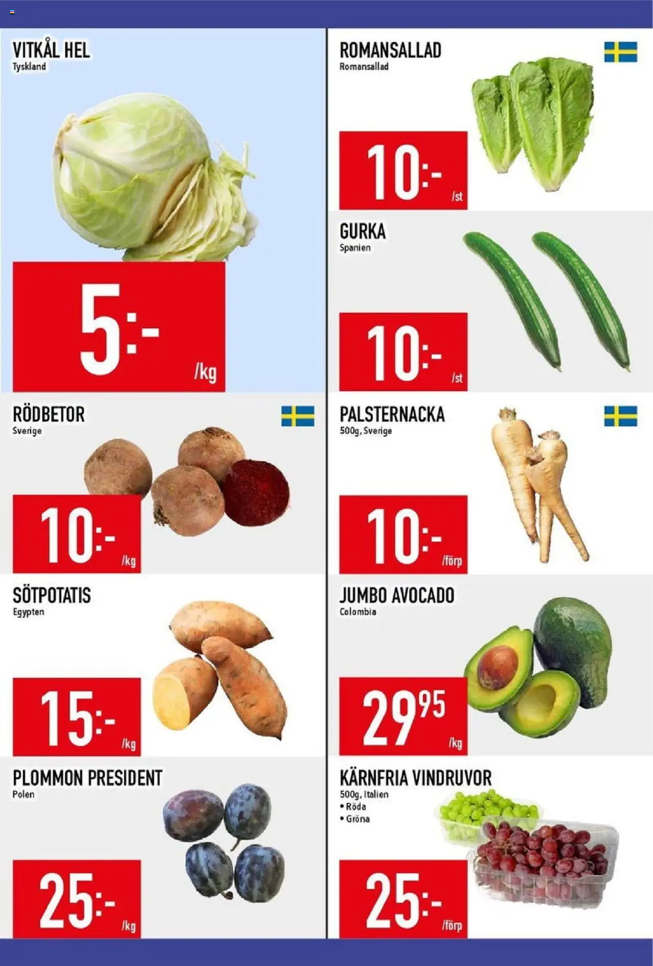 Matdax reklamblad aktuell från 20.10.2025 | Sida: 10 | Produkter: Vindruvor, Vitkål, Plommon, Sötpotatis