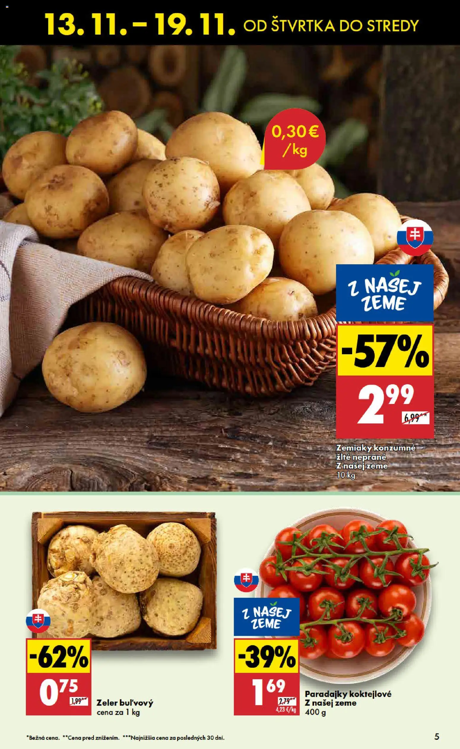 Nové Biedronka akcie – leták je platný od 13.11.2025 | Strana: 5 | Produkty: Paradajky, Zemiaky, Zeler