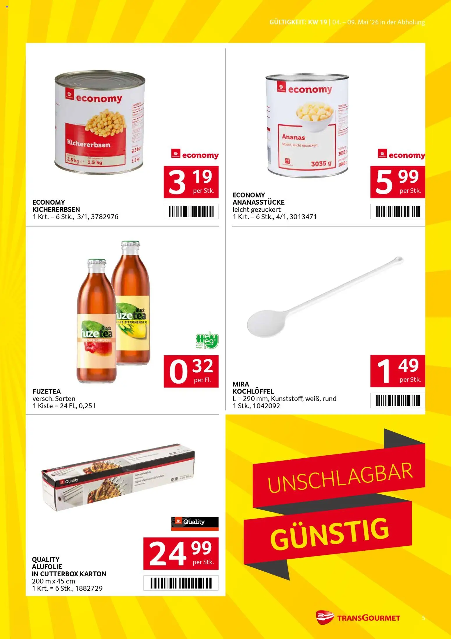 Transgourmet Flugblatt gültig ab 04.05.2026 | Seite: 5 | Produkte: Pfirsich, Ananas