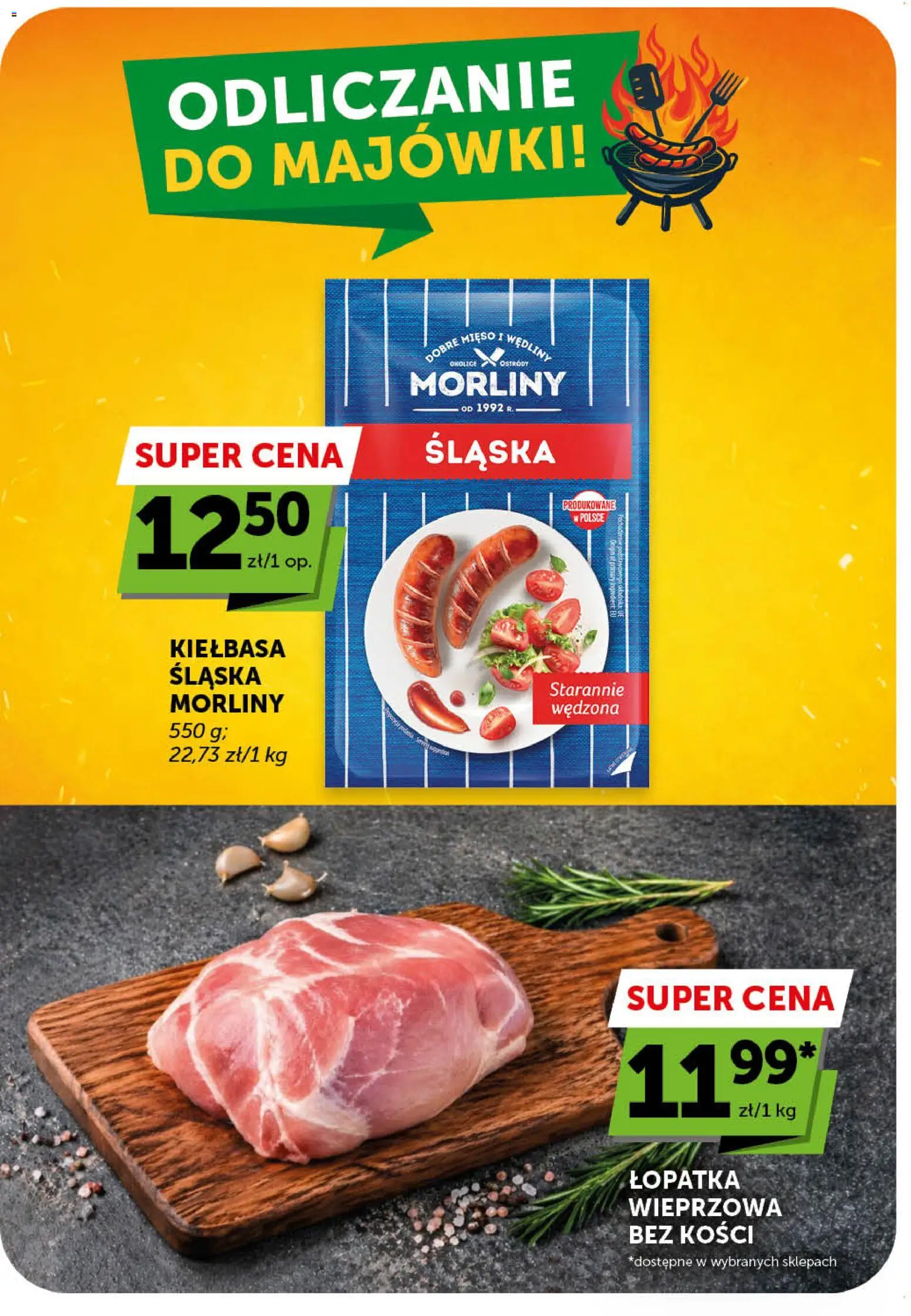 Groszek gazetka od 30.04.2026 | Strona: 2 | Produkty: Mięso, Kiełbasa śląska morliny, Łopatka wieprzowa, Wędliny