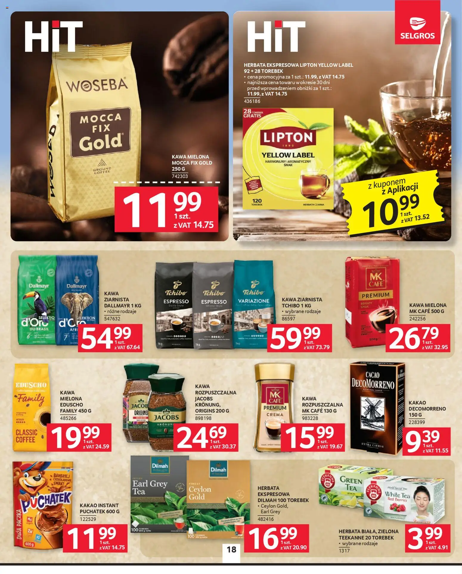 Selgros cash&carry Gazetka od 08.01.2026 | Strona: 18 | Produkty: Kakao, Kawa rozpuszczalna, Kawa, Herbata