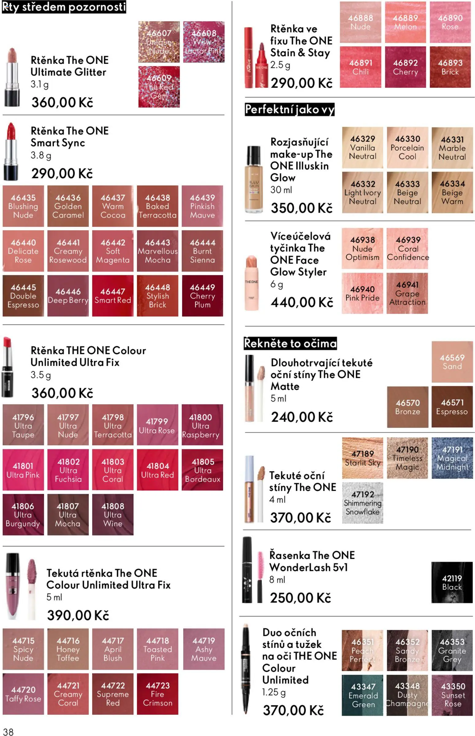Oriflame katalog č.15/2025 od 22.10.2025 | Strana: 38 | Produkty: Makeup, Řasenka, Oční stíny, Rtěnka