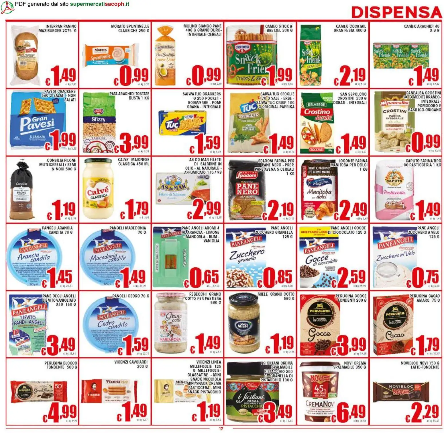 Volantino Sacoph del 27.03.2026 | Pagina: 17 | Prodotti: Bretzel, Crackers, Arancia, Macedonia