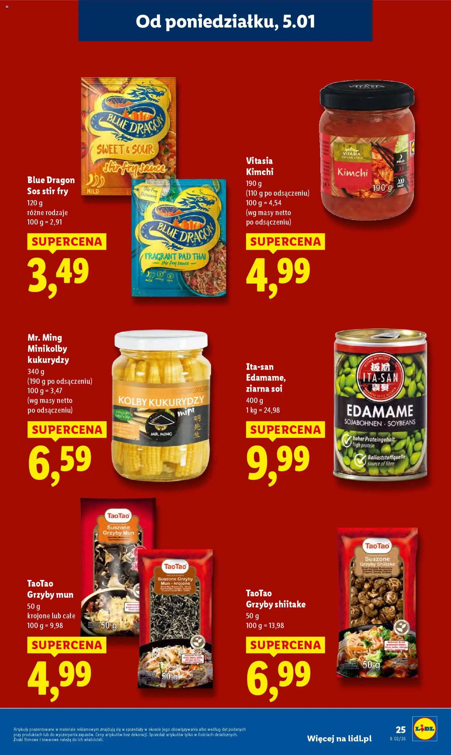 Lidl Gazetka od 05.01.2026 | Strona: 27 | Produkty: Kimchi, Grzyby mun, Sos