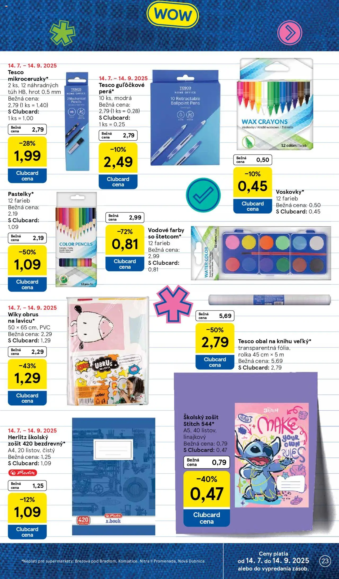 Tesco Supermarket - leták │ platný od 06.08.2025 | Strana: 23 | Produkty: Zošit, Notebook