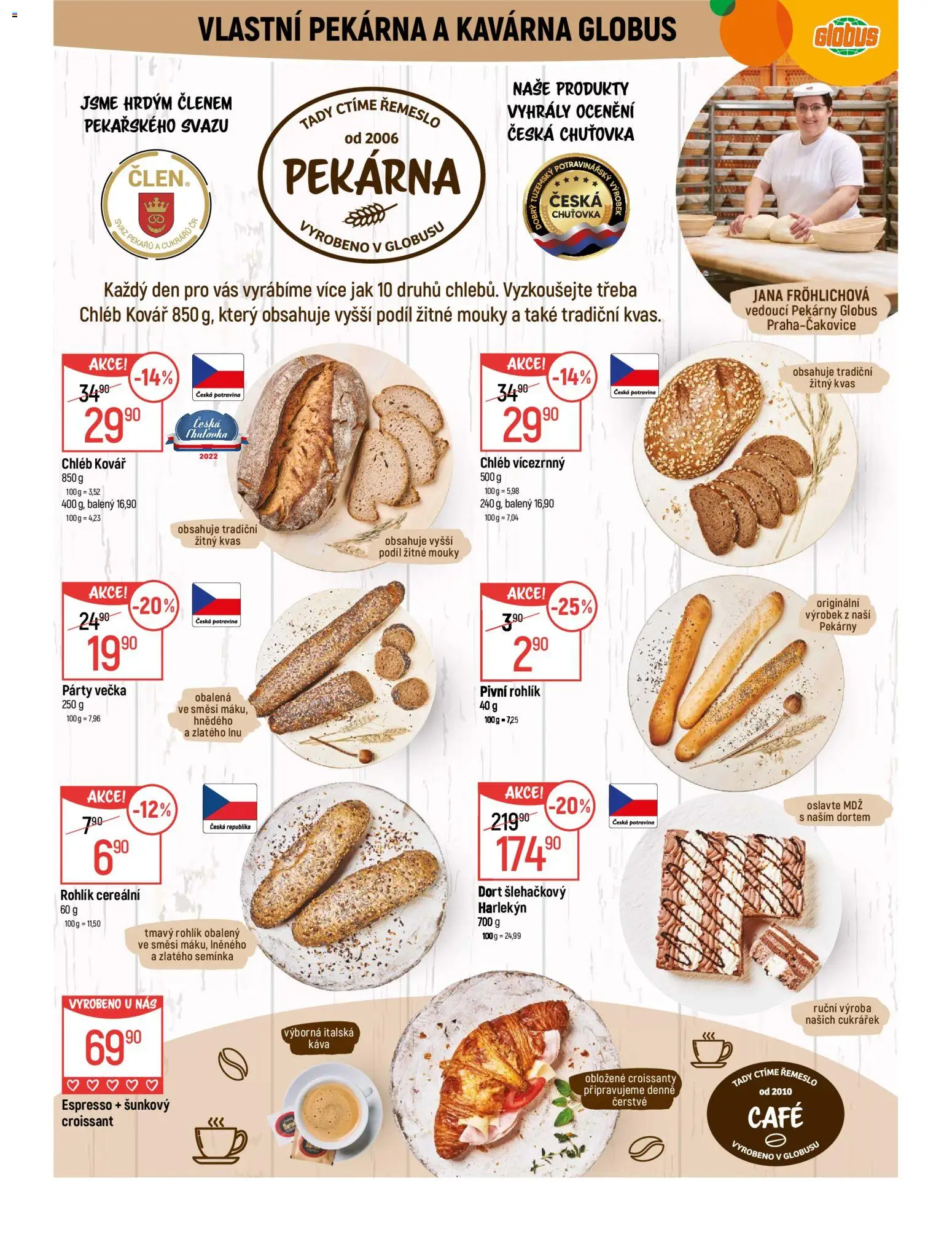 Globus leták - Praha Čakovice od 04.03.2026 | Strana: 6 | Produkty: Káva, Croissant, Semínka, Dort