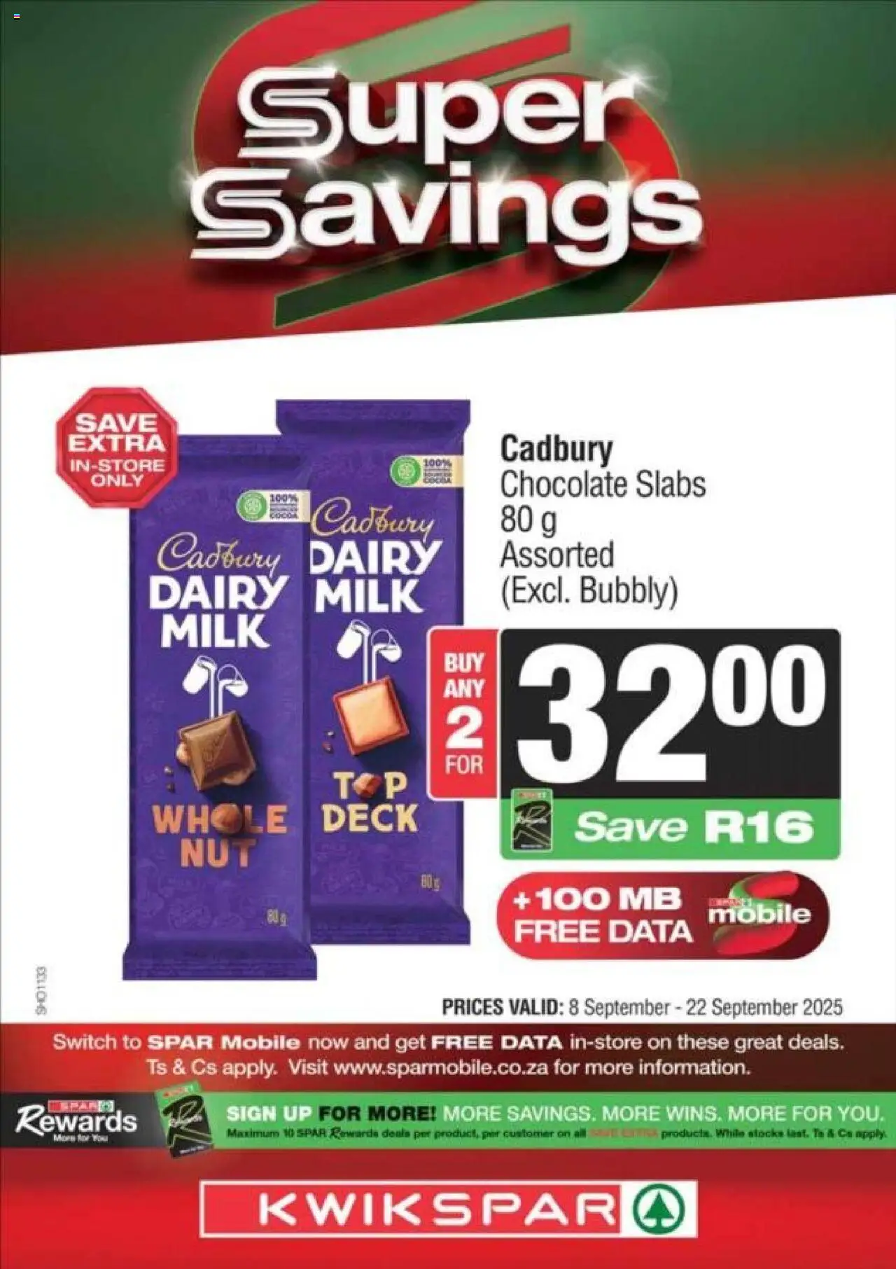 New Spar catalogue – valid from 08.09.2025 | Page: 1 | Products: Data, Milk, Chocolate, Switch