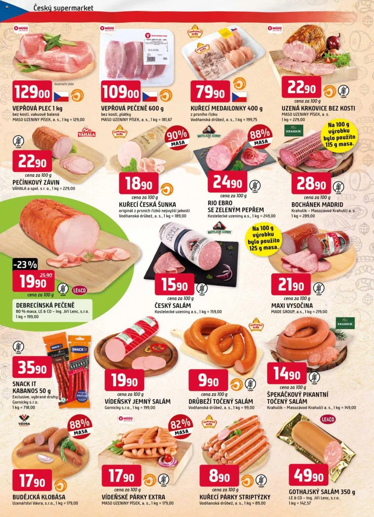 Trefa leták od 04.06.2025 | Strana: 2 | Produkty: Vepřová pečeně, Šunka, Krkovice, Protein