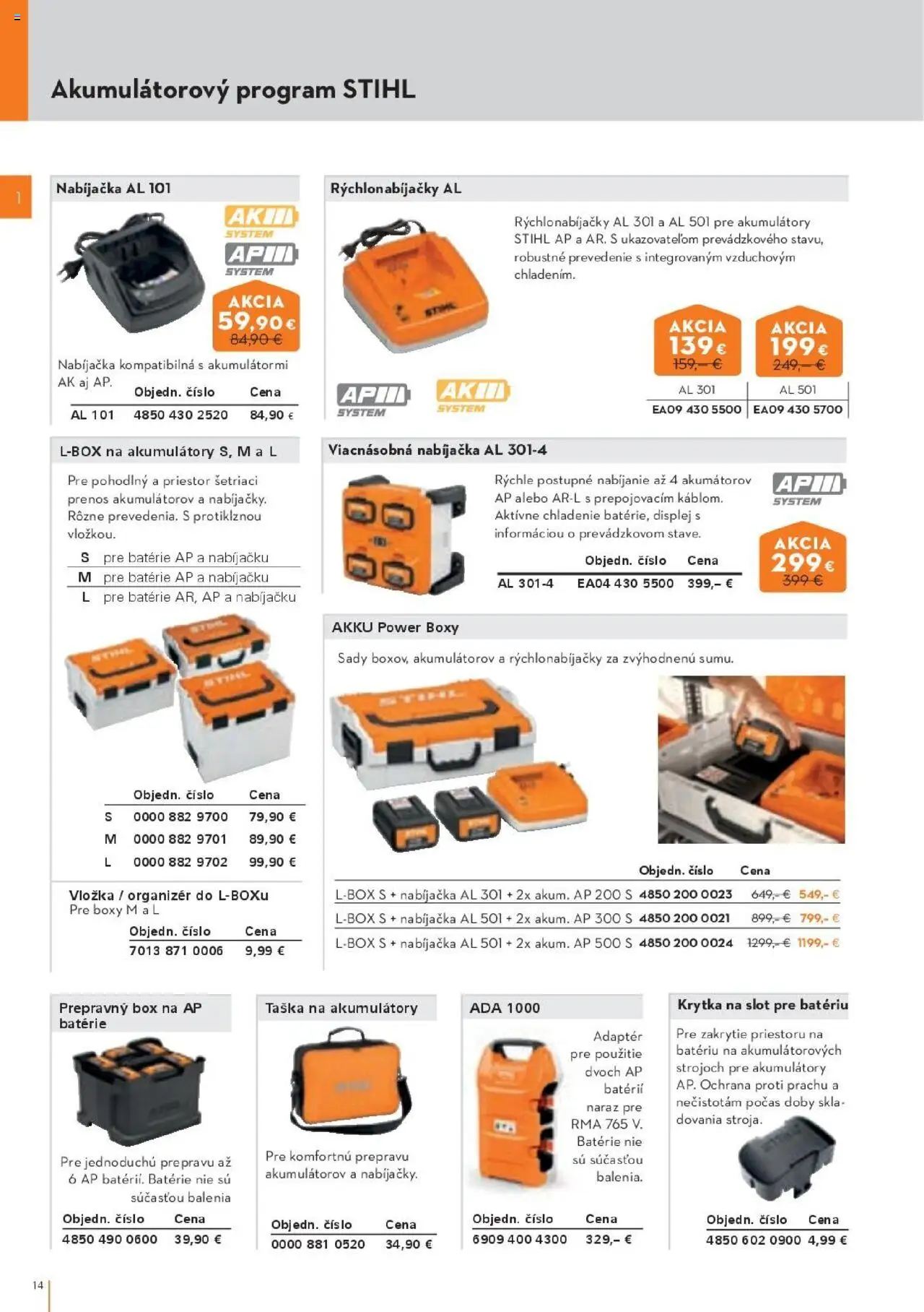 Nové STIHL akcie – leták je platný od 29.09.2025 | Strana: 14 | Produkty: Organizér, Nabíjačka, Adaptér