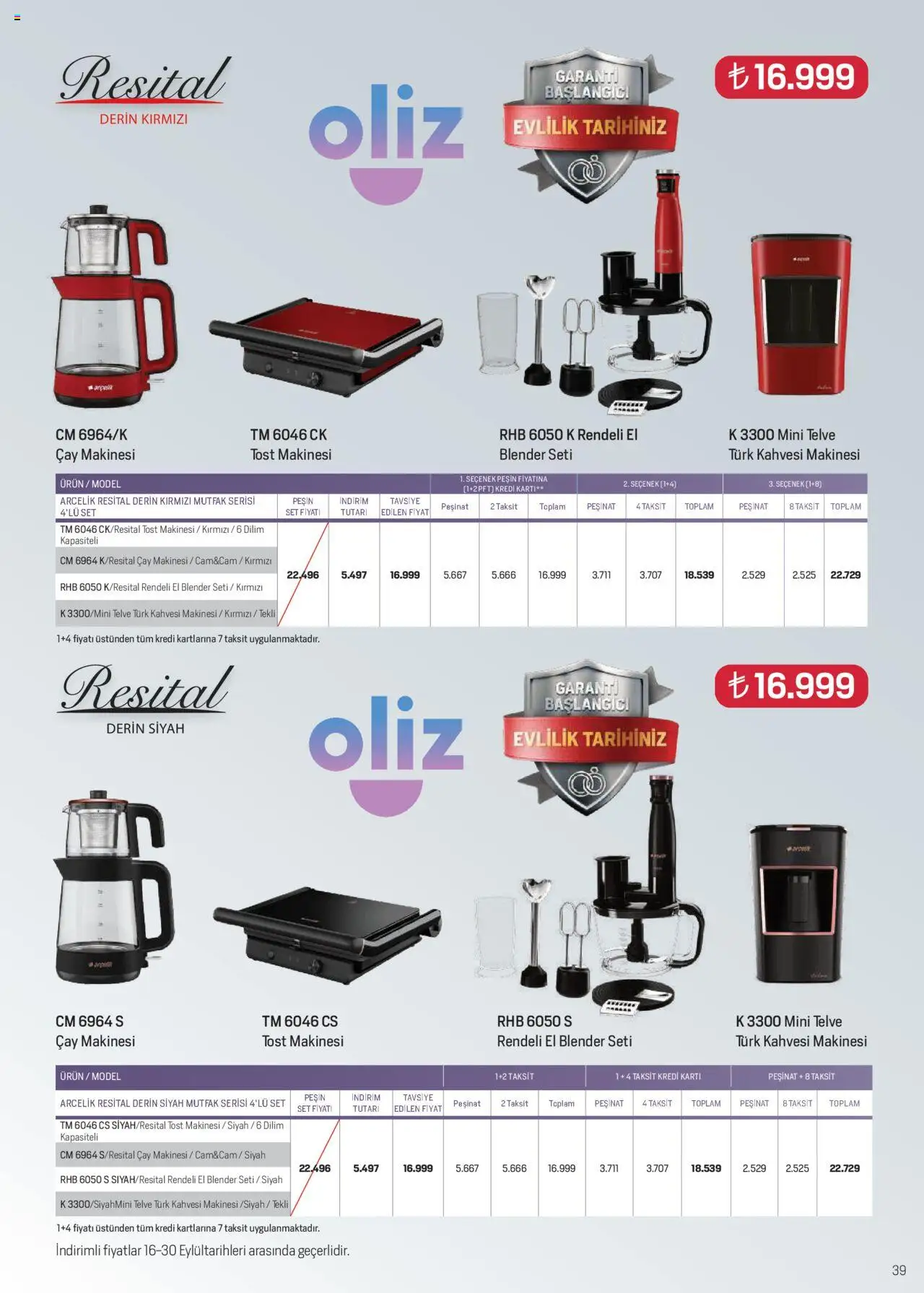 Arçelik Katalog - 16.09.2025 tarihinden itibaren geçerlidir | Sayfa: 39 | Ürünler: Tost makinesi, Blender, Çay makinesi, Çay
