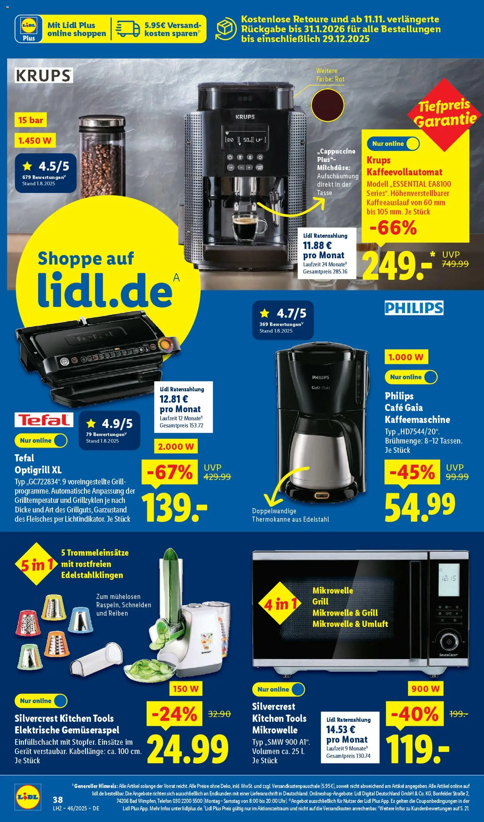Lidl Prospekt Düsseldorf – gültig ab 10.11.2025 | Seite: 58 | Produkte: Philips, Krups, Grill, Kaffeemaschine