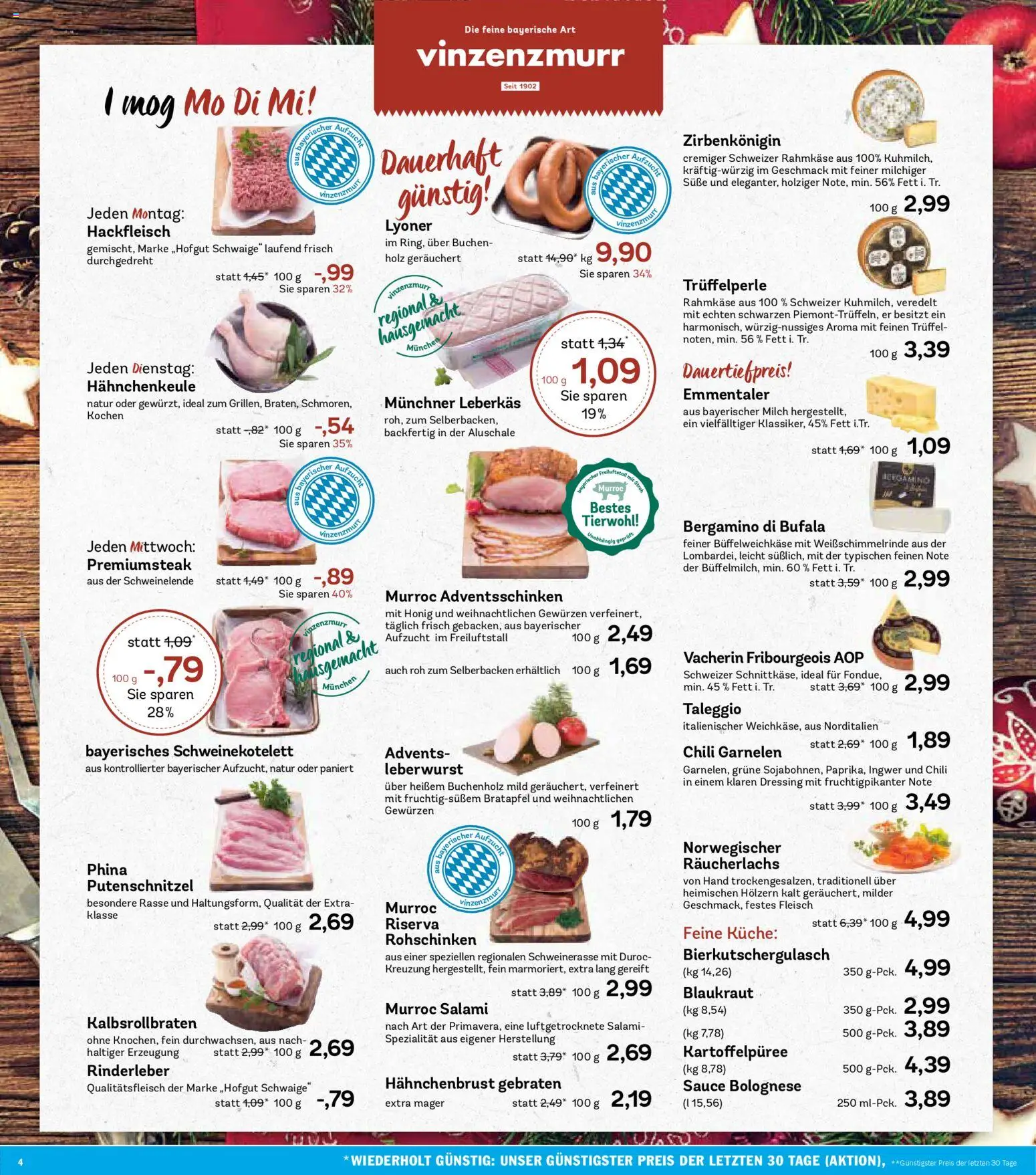 AEZ Prospekt 	 – gültig ab 01.12.2025 | Seite: 4 | Produkte: Milch, Dressing, Putenschnitzel, Salami