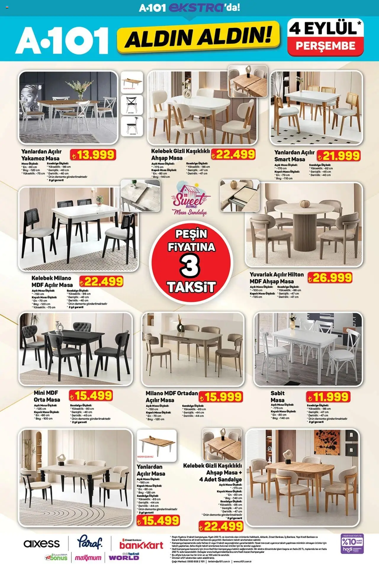 A101 Katalog Aldın Aldın - 04.09.2025 tarihinden itibaren geçerlidir | Sayfa: 34 | Ürünler: Masa, Sandalye