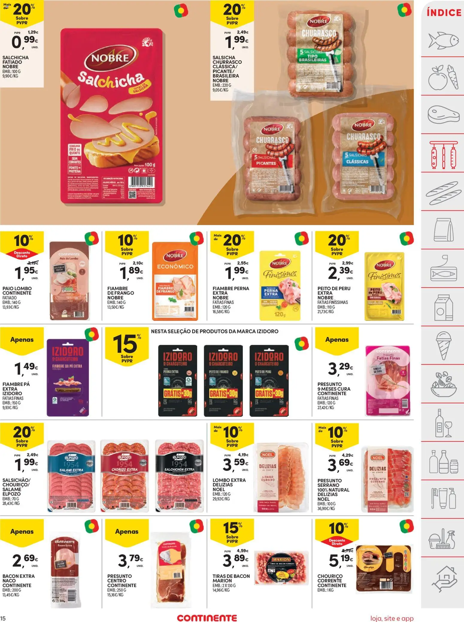 Continente folheto │ válido de 20.01.2026 | Página: 15 | Produtos: Bacon, Peru, Presunto, Pá