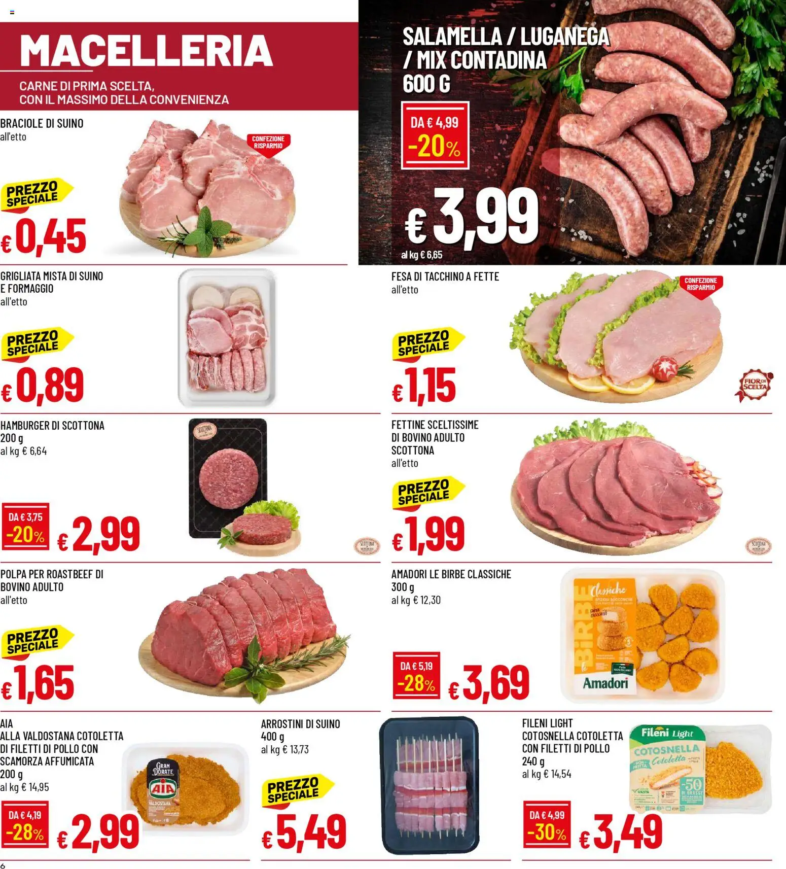 Volantino Galassia del 23.04.2026 | Pagina: 6 | Prodotti: Salamella, Suino, Tacchino, Hamburger